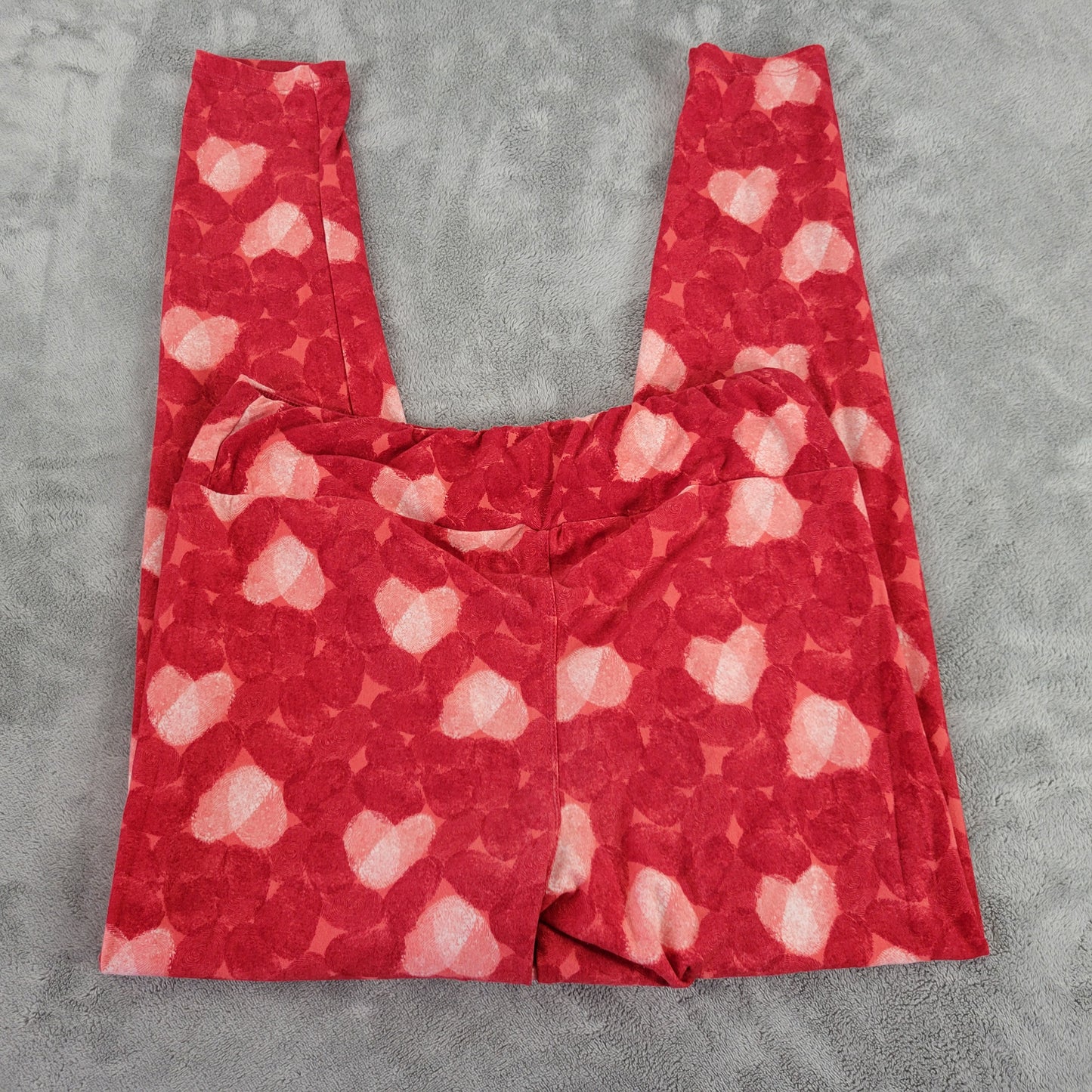 LuLaRoe TC Leggings Tall Curvy Red Valentine Fingerprint Heart Pants RED17E