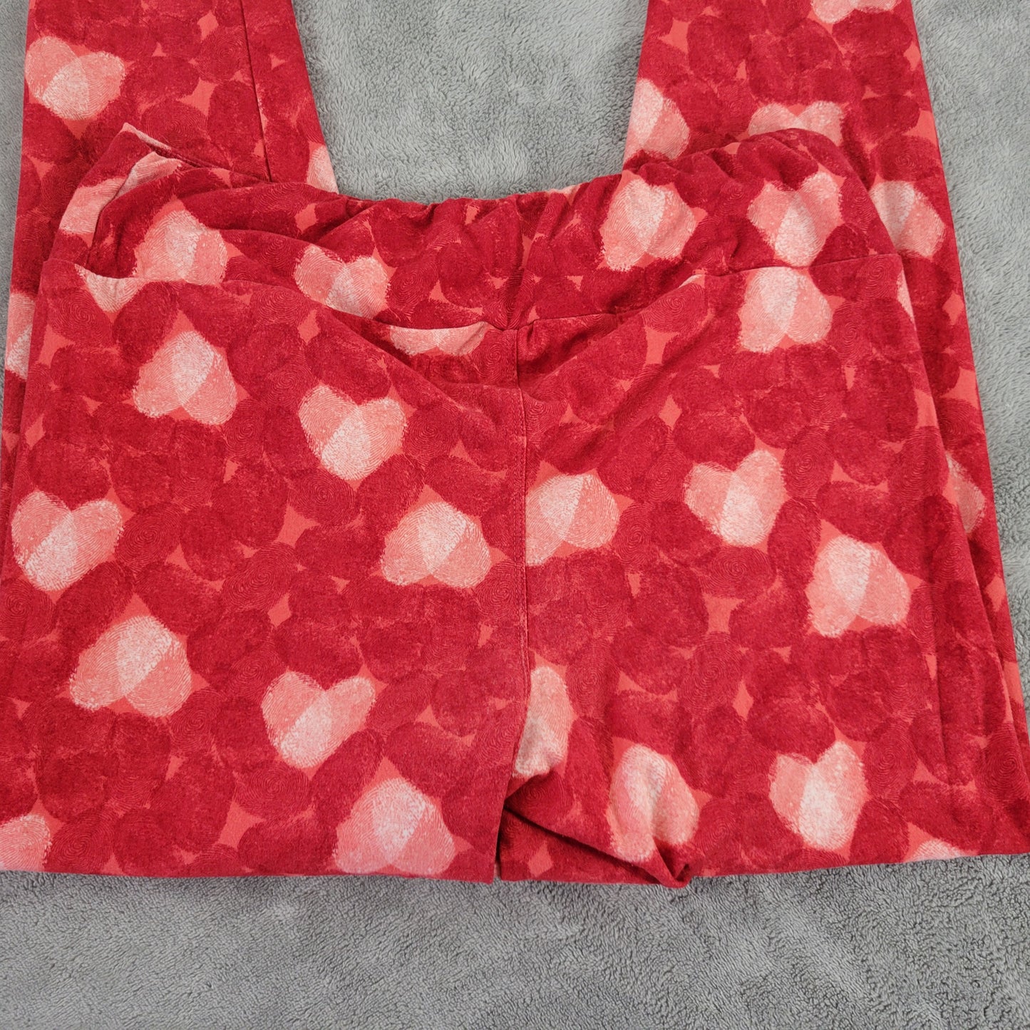 LuLaRoe TC Leggings Tall Curvy Red Valentine Fingerprint Heart Pants RED17E