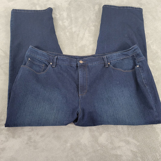Charter Club Lexington Womens 22WS Dark Wash Straight Leg Jeans Elastic SL83E