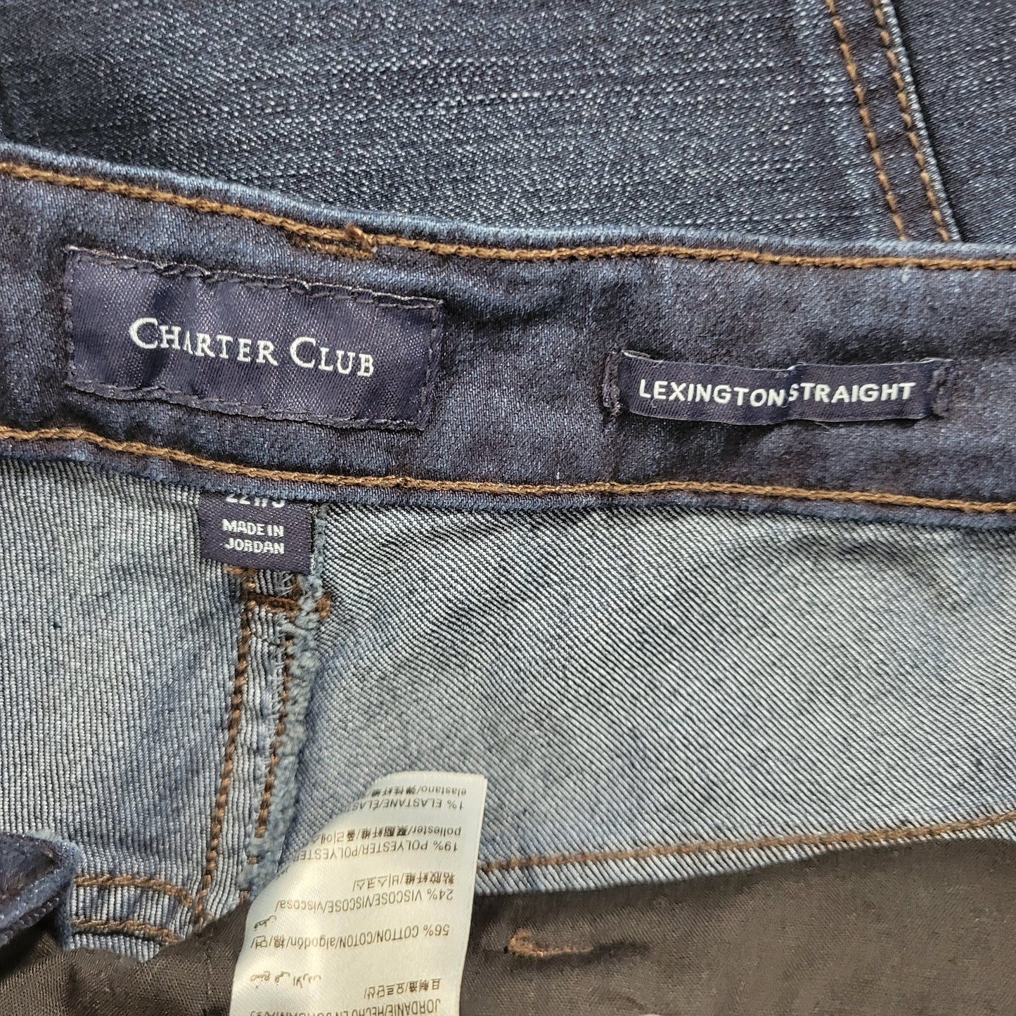 Charter Club Lexington Womens 22WS Dark Wash Straight Leg Jeans Elastic SL83E
