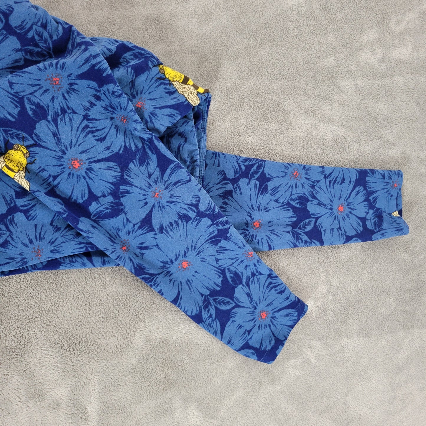 LuLaRoe TC Leggings Tall Curvy Busy Bee Bumblebee Floral Blue Yellow BLU261E