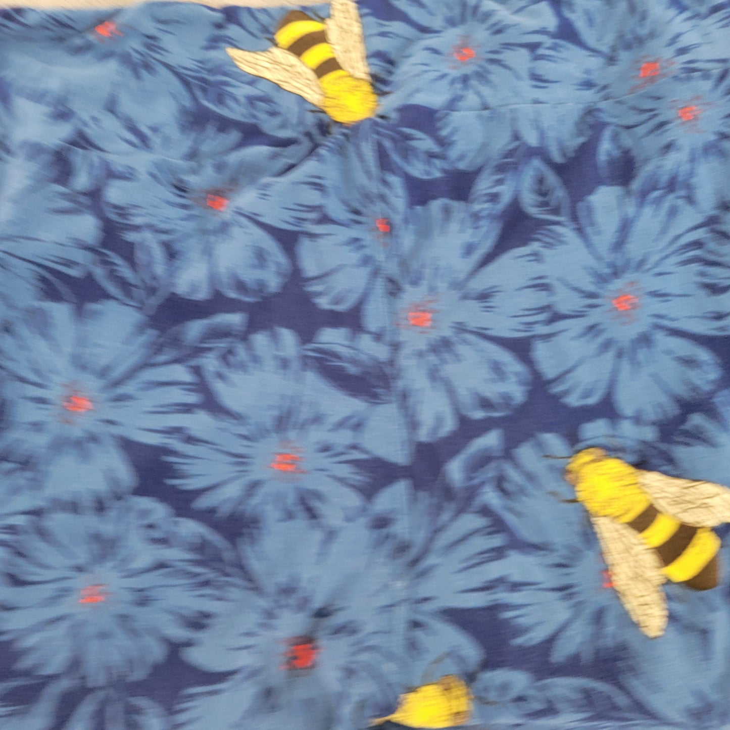 LuLaRoe TC Leggings Tall Curvy Busy Bee Bumblebee Floral Blue Yellow BLU261E