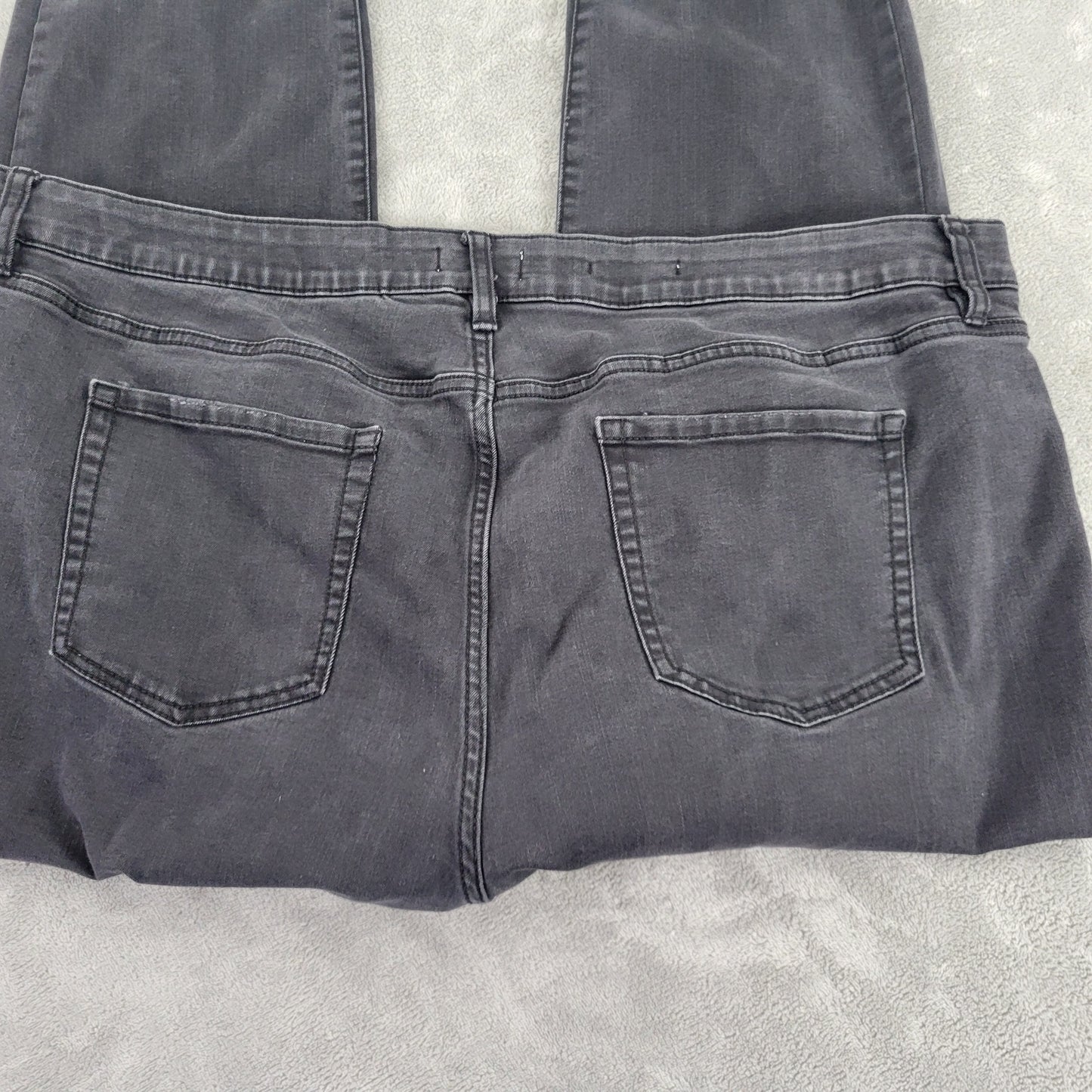 Ava & Viv Womens Plus Size 24 Black Skinny Jeans Cropped Raw Hem Elastic SKI18E