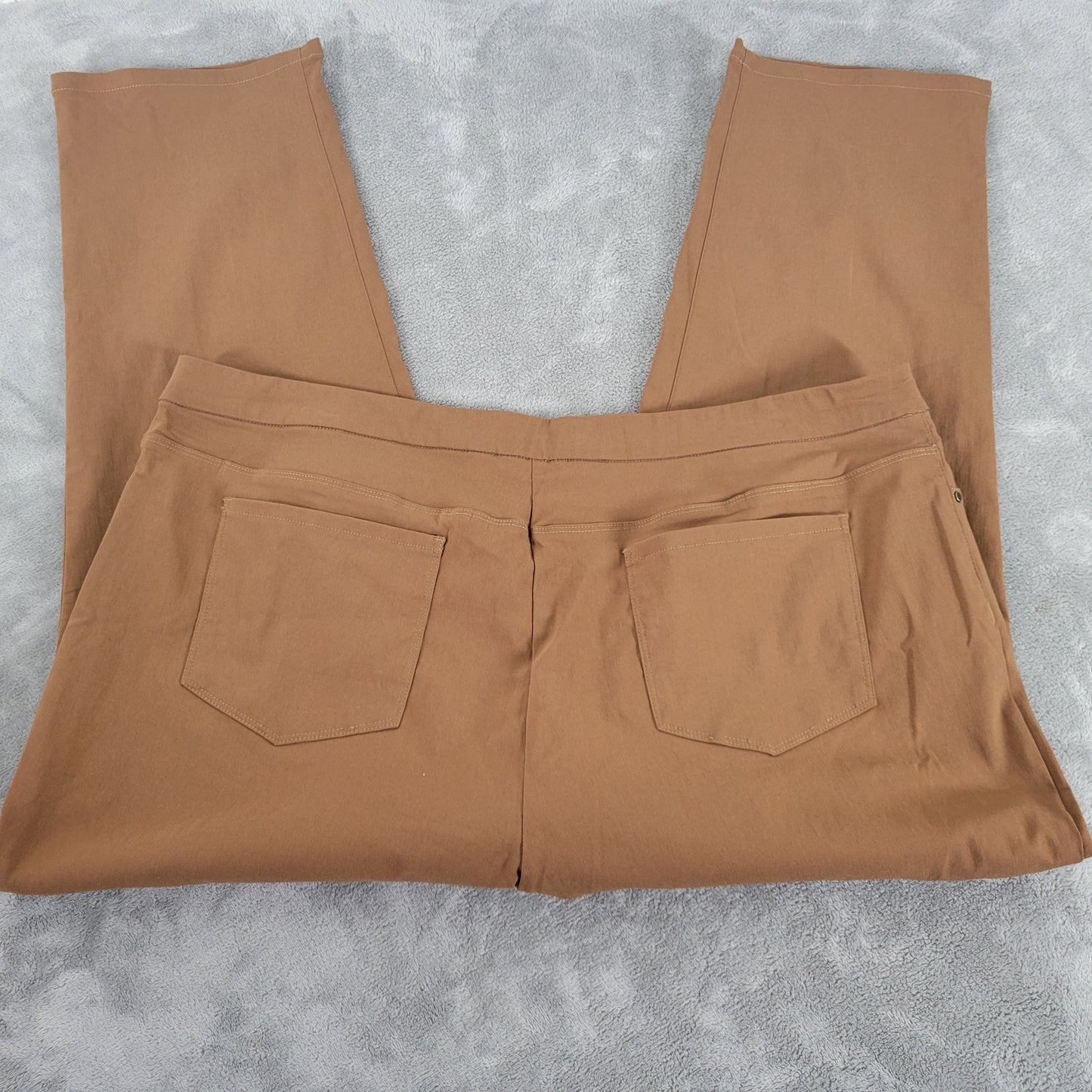 Susan Graver Womens Plus 24WP Brown Straight Leg Dress Pants Elastic BRO40E