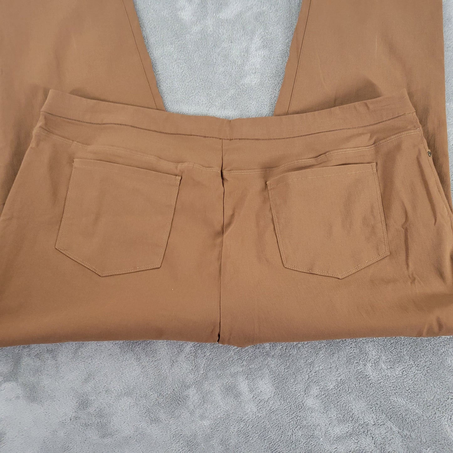 Susan Graver Womens Plus 24WP Brown Straight Leg Dress Pants Elastic BRO40E