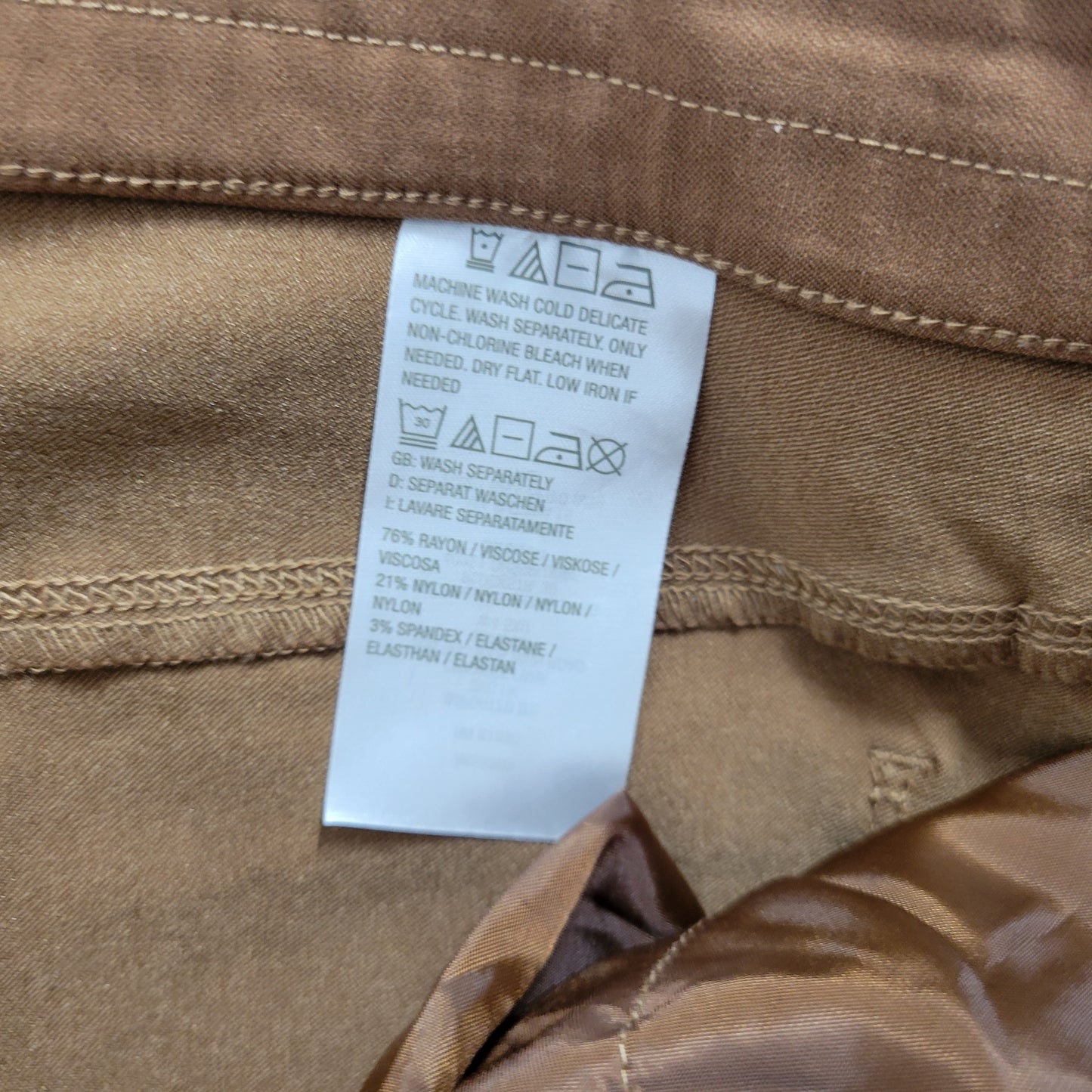 Susan Graver Womens Plus 24WP Brown Straight Leg Dress Pants Elastic BRO40E