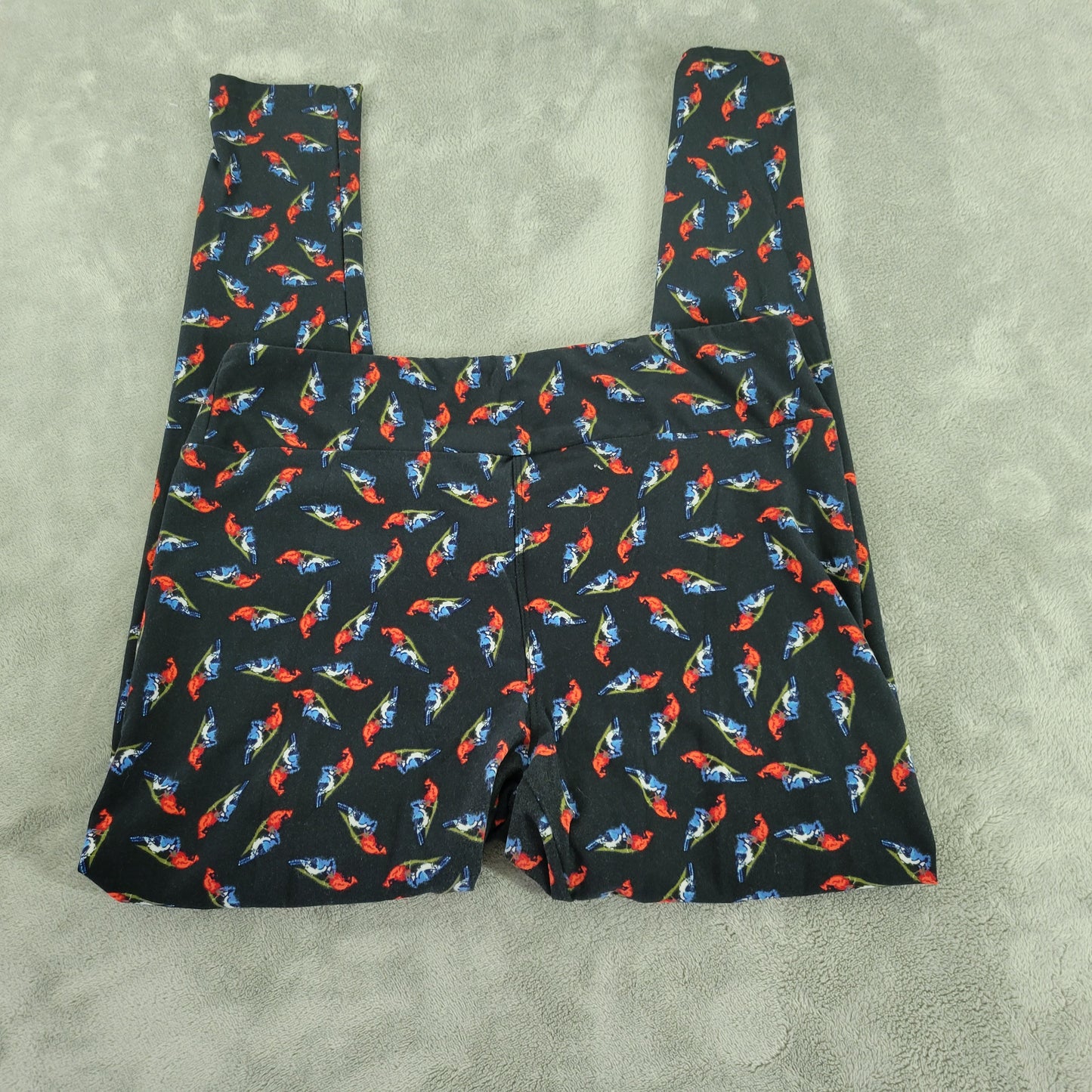 LuLaRoe TC Leggings Tall Curvy Cardinal Blue Jay Birds Pants Yoga 12-18 NOV123E