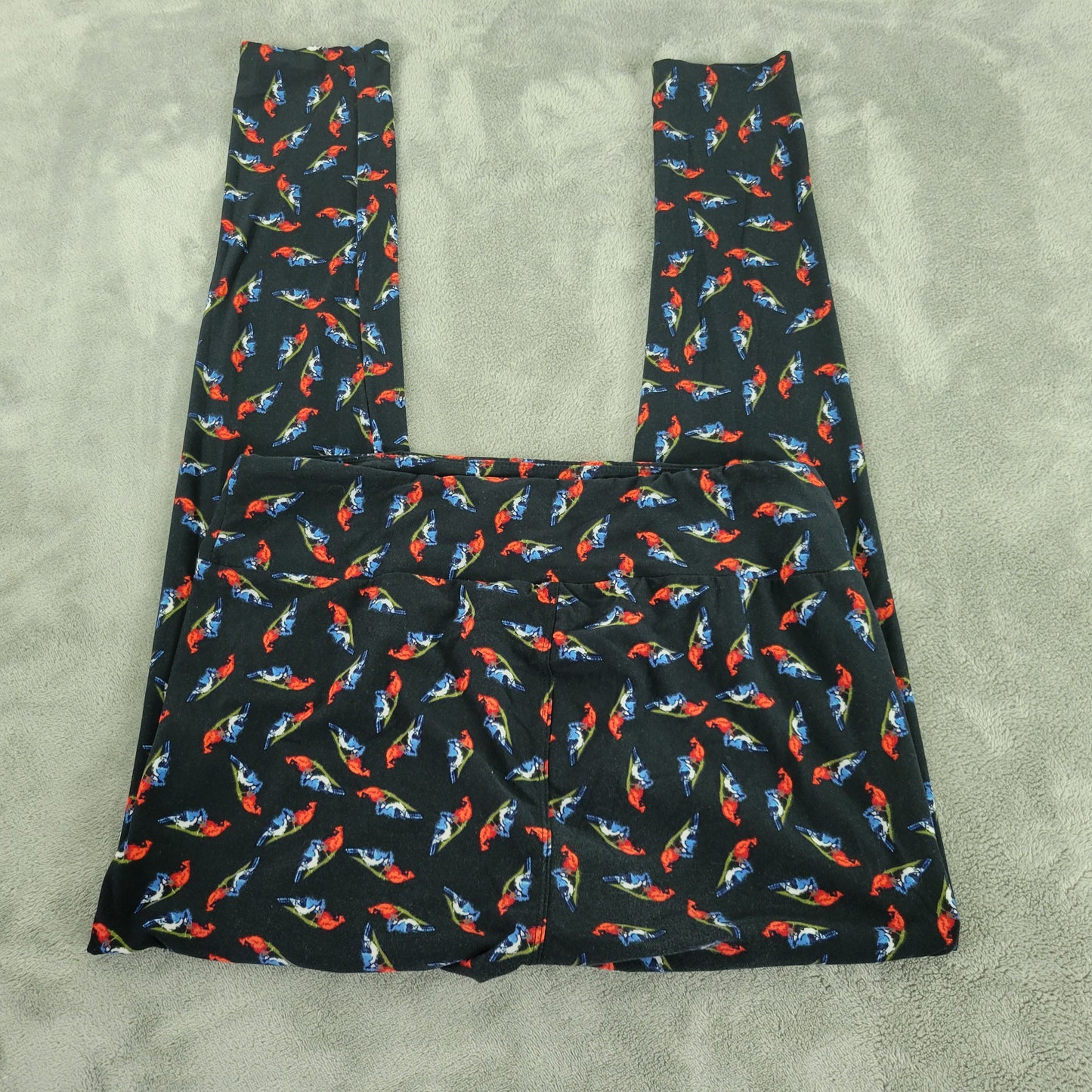 LuLaRoe TC Leggings Tall Curvy Cardinal Blue Jay Birds Pants Yoga 12-18 NOV123E
