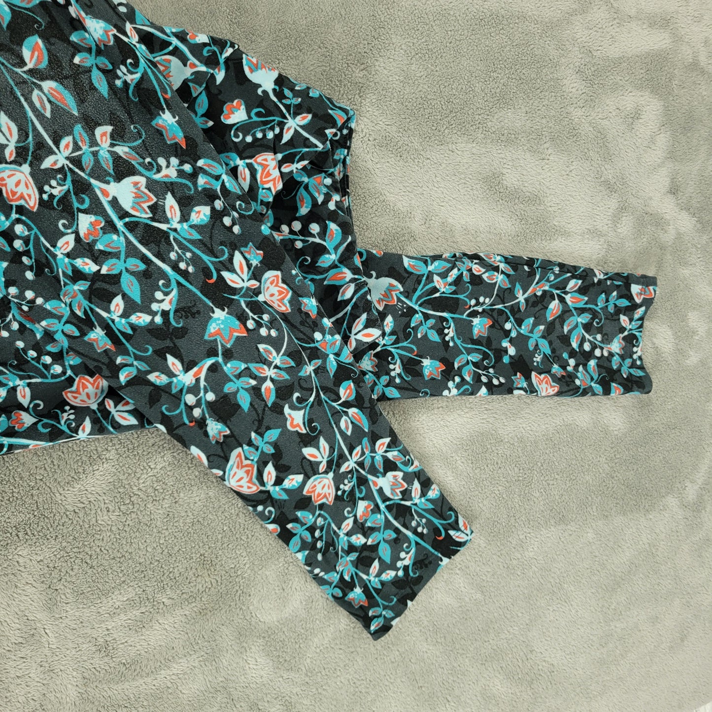 LuLaRoe TC Leggings Tall Curvy Vining Floral Teal Black Yoga Pants FLO106E