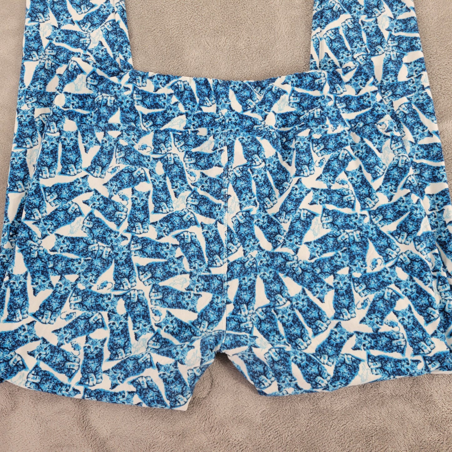 LuLaRoe TC Leggings Tall Curvy Cats Meow Kittens Blue Pants 12-18 28.5" BLU256E