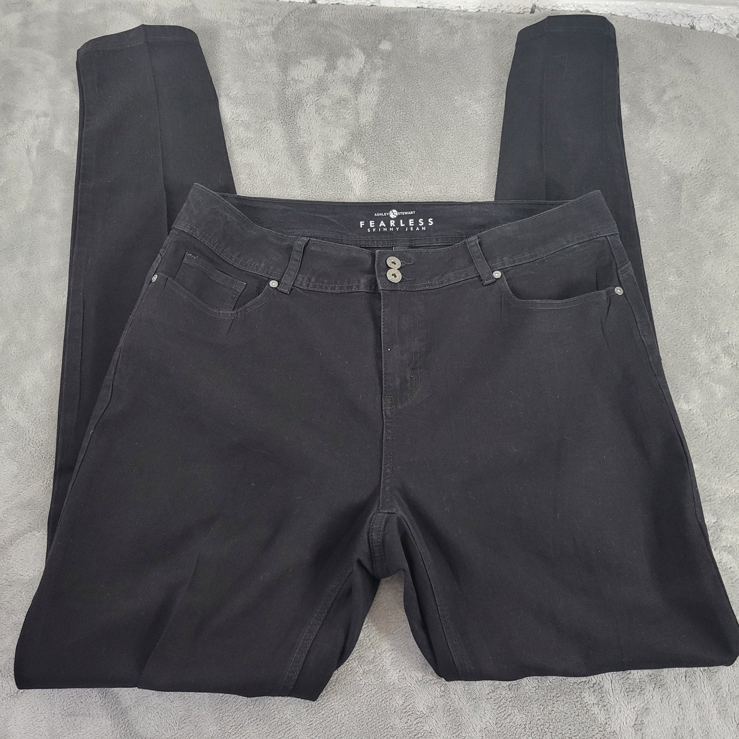 Ashley Stewart Fearless Womens 18 Tall Black Skinny Jeans Stretch Denim SKI14E