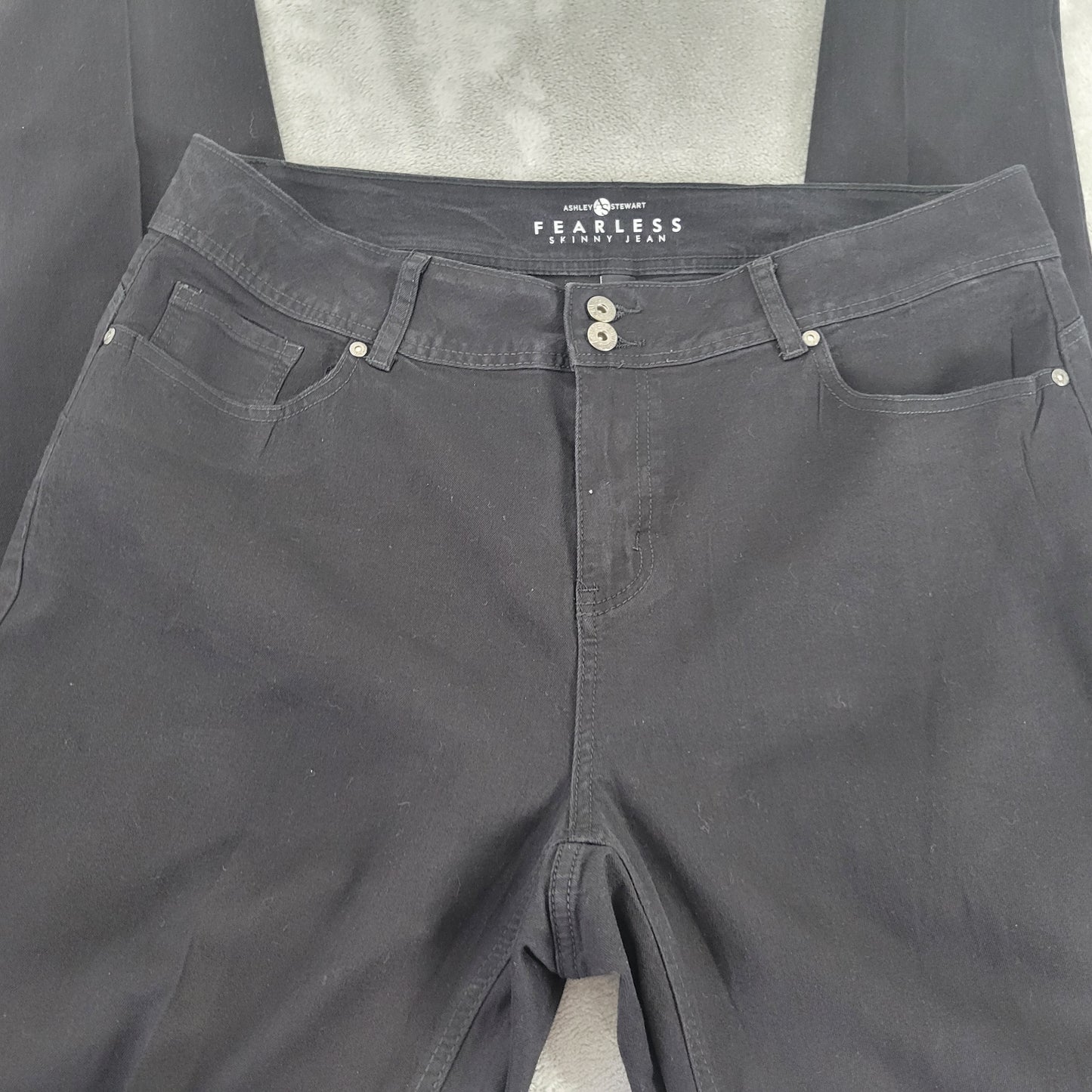 Ashley Stewart Fearless Womens 18 Tall Black Skinny Jeans Stretch Denim SKI14E