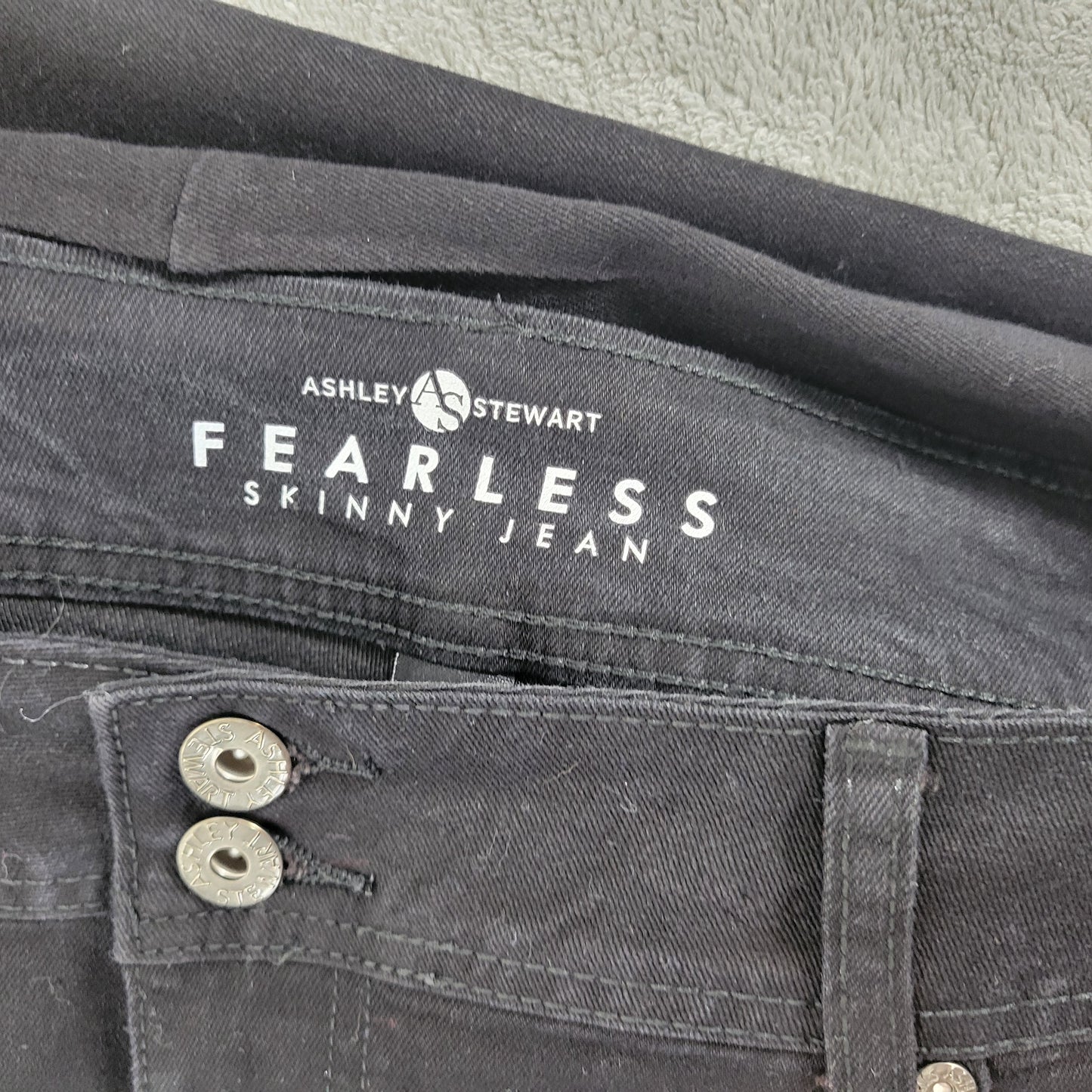 Ashley Stewart Fearless Womens 18 Tall Black Skinny Jeans Stretch Denim SKI14E