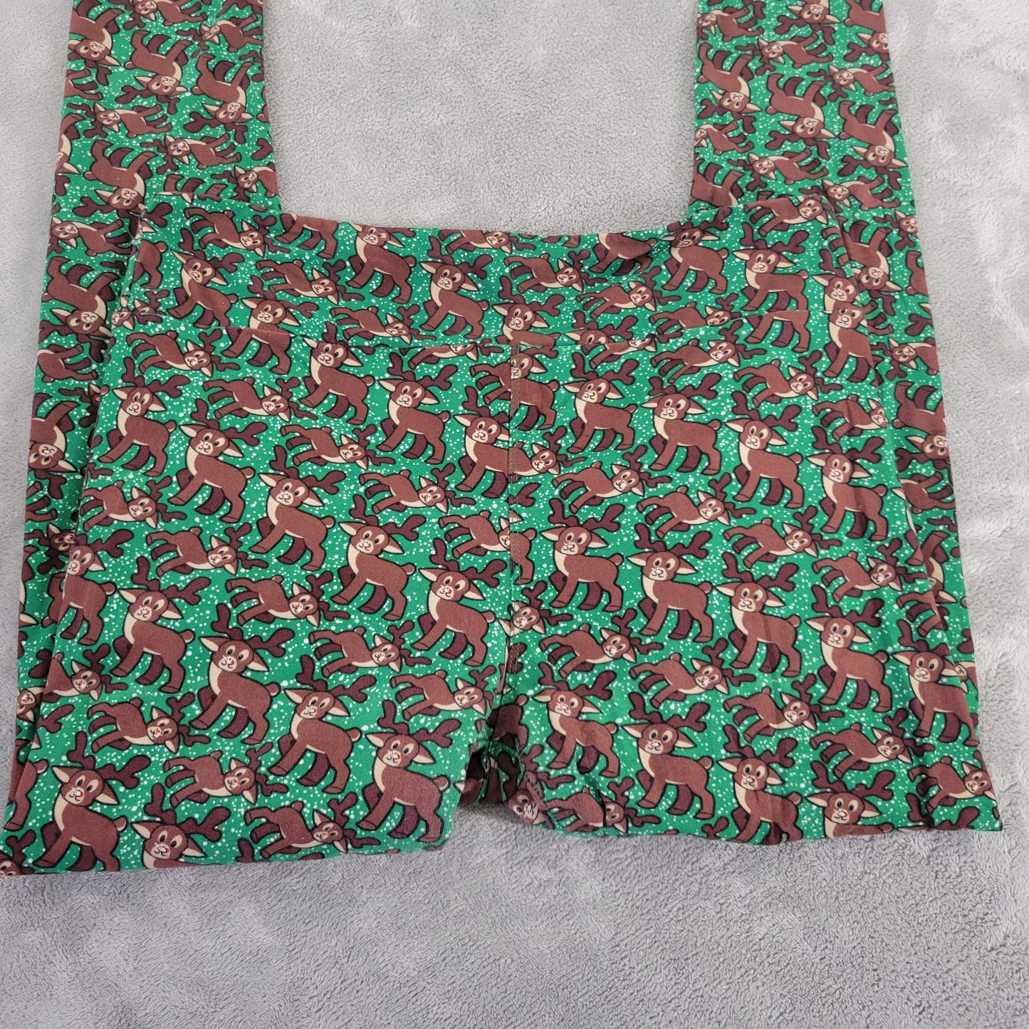 LuLaRoe TC Leggings Tall Curvy Rudolph Reindeer Christmas Green Brown NOV8XE