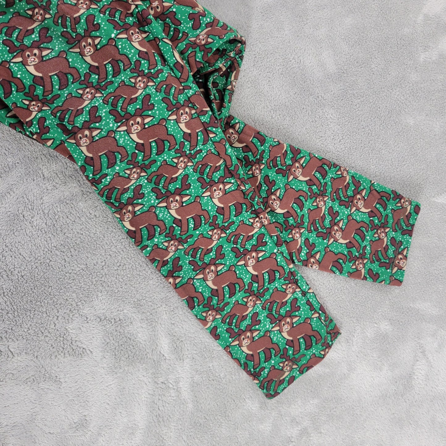 LuLaRoe TC Leggings Tall Curvy Rudolph Reindeer Christmas Green Brown NOV8XE