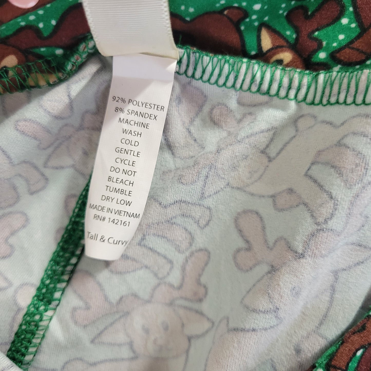 LuLaRoe TC Leggings Tall Curvy Rudolph Reindeer Christmas Green Brown NOV8XE