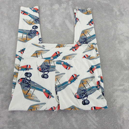 LuLaRoe TC Leggings Tall Curvy Vintage Biplanes Retro Aviation Pants NOV1XE