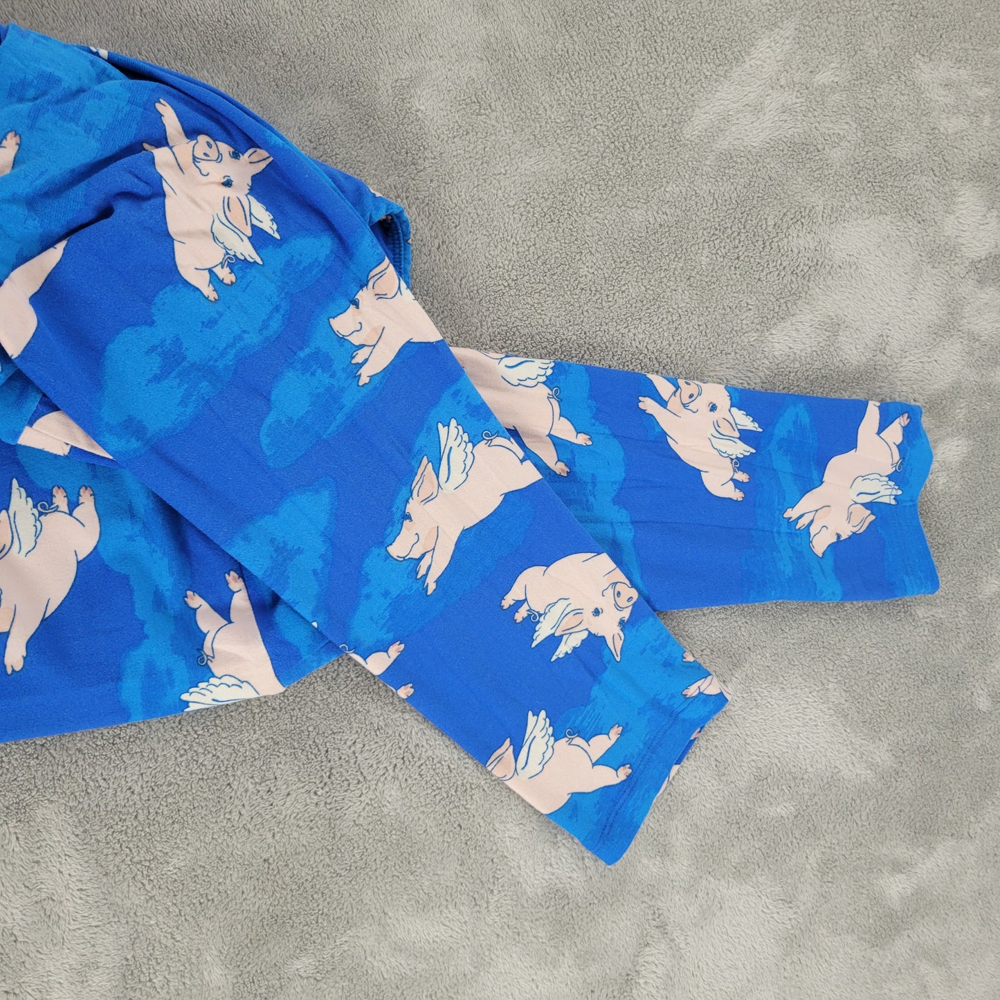 LuLaRoe TC Leggings Tall Curvy Flying Pigs When Pigs Fly Blue Pink Pants BLU11E