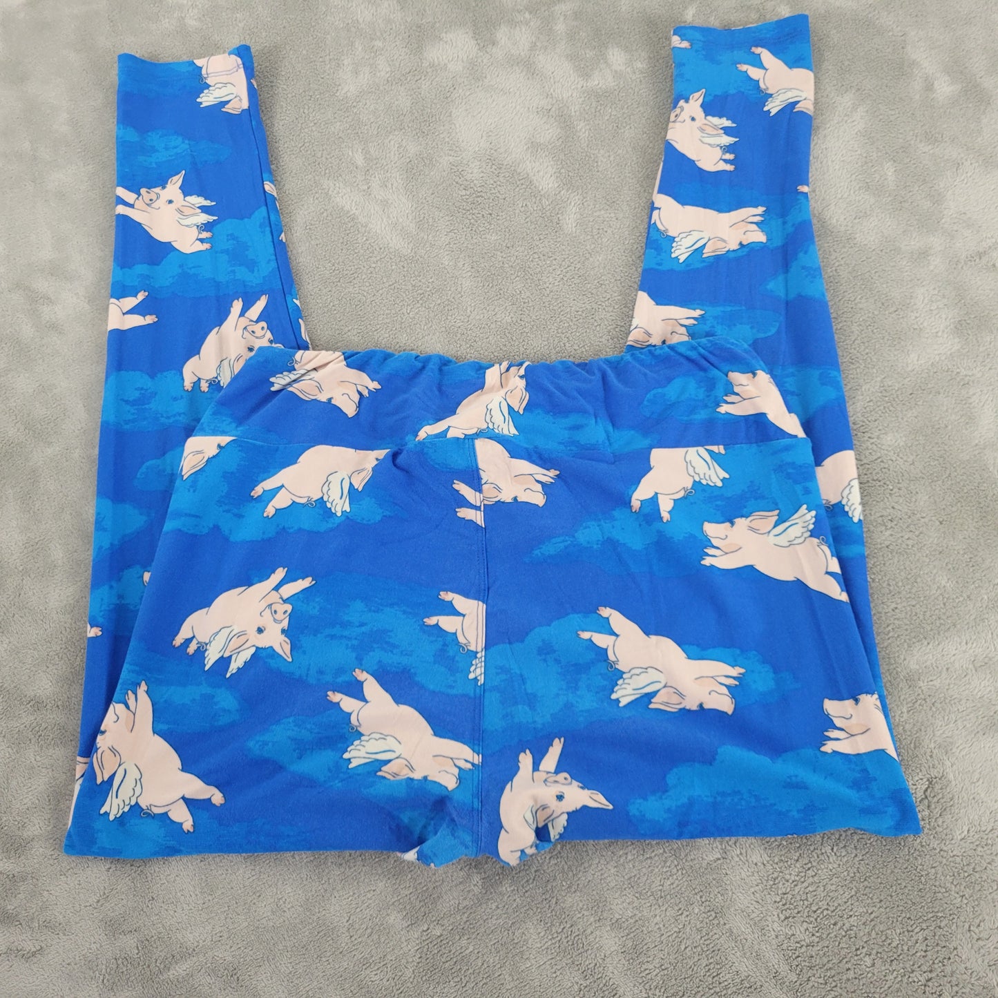 LuLaRoe TC Leggings Tall Curvy Flying Pigs When Pigs Fly Blue Pink Pants BLU11E