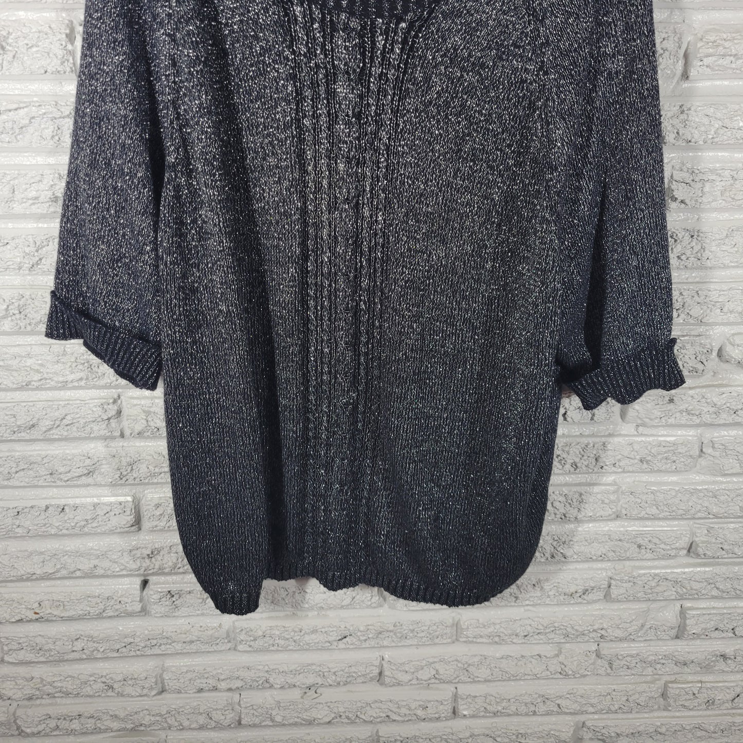 Gloria Vanderbilt Womens Plus Size 3X Black Metallic Sweater Pullover BLA173E