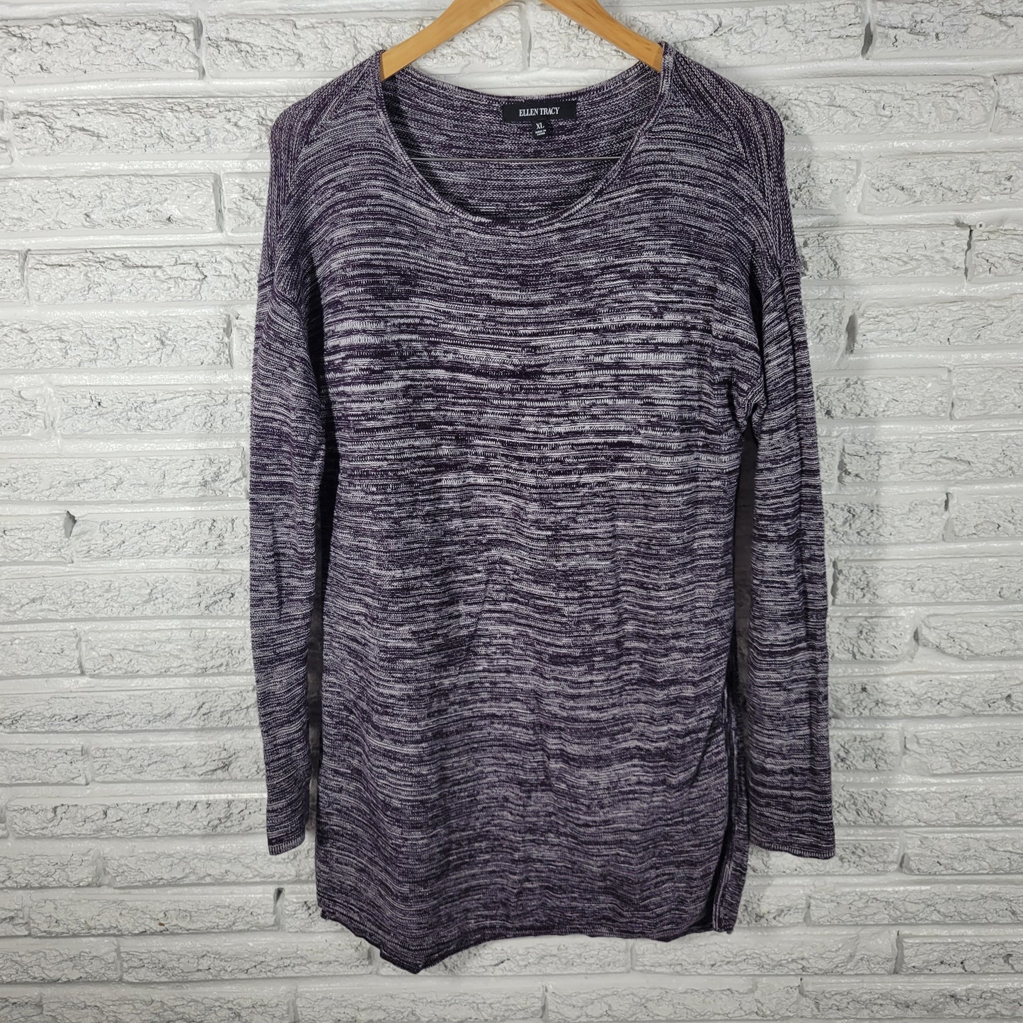 Ellen Tracy Womens XL Purple Marled Speckle Sweater Dress Mini Tunic PUR1E