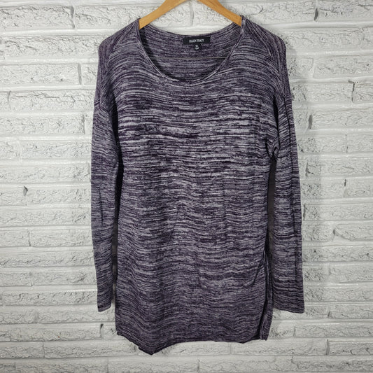 Ellen Tracy Womens XL Purple Marled Speckle Sweater Dress Mini Tunic PUR1E