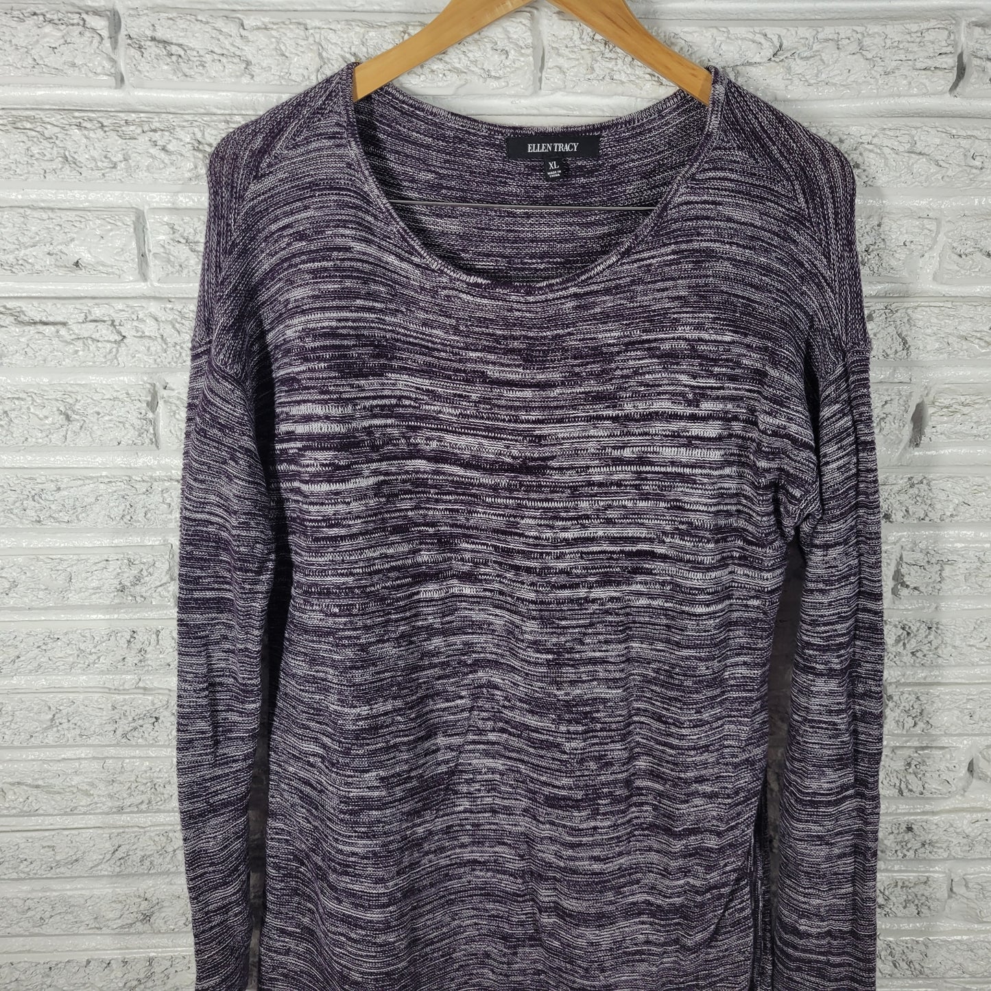 Ellen Tracy Womens XL Purple Marled Speckle Sweater Dress Mini Tunic PUR1E