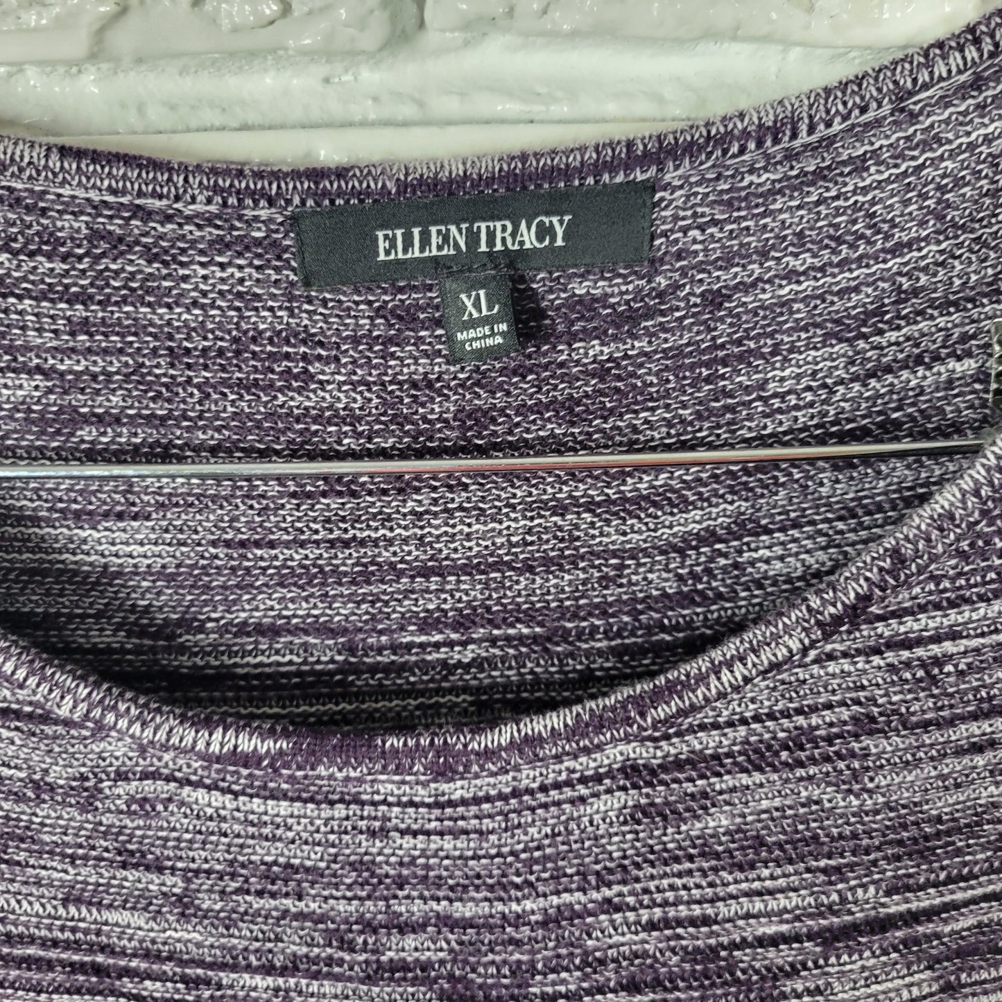 Ellen Tracy Womens XL Purple Marled Speckle Sweater Dress Mini Tunic PUR1E