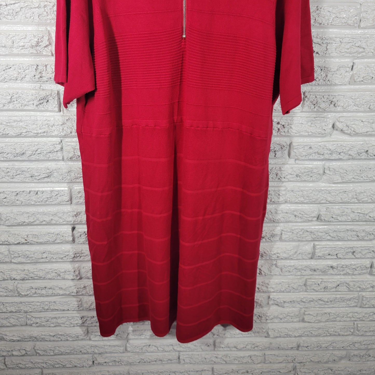 Lane Bryant Womens Plus Size 26/28 Red Knit Sweater Dress Short Sleeve RED22E