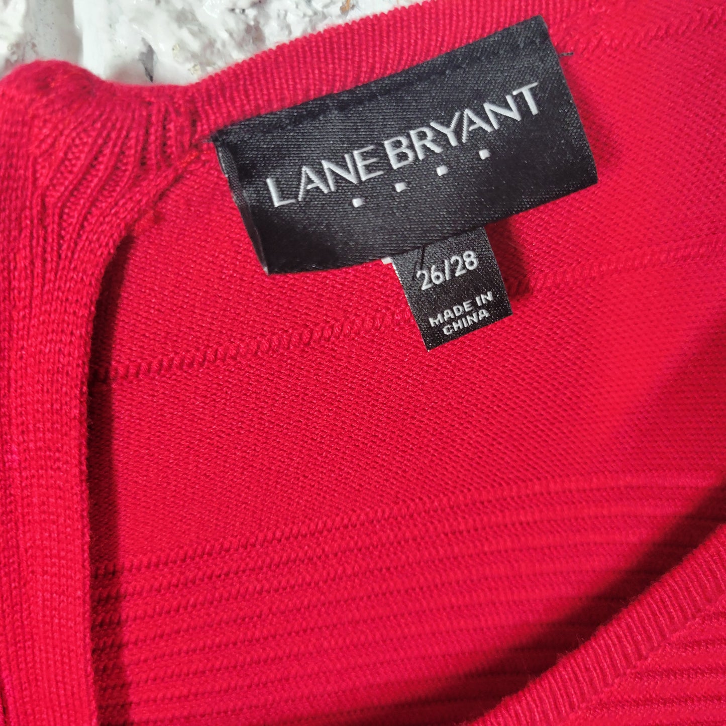 Lane Bryant Womens Plus Size 26/28 Red Knit Sweater Dress Short Sleeve RED22E