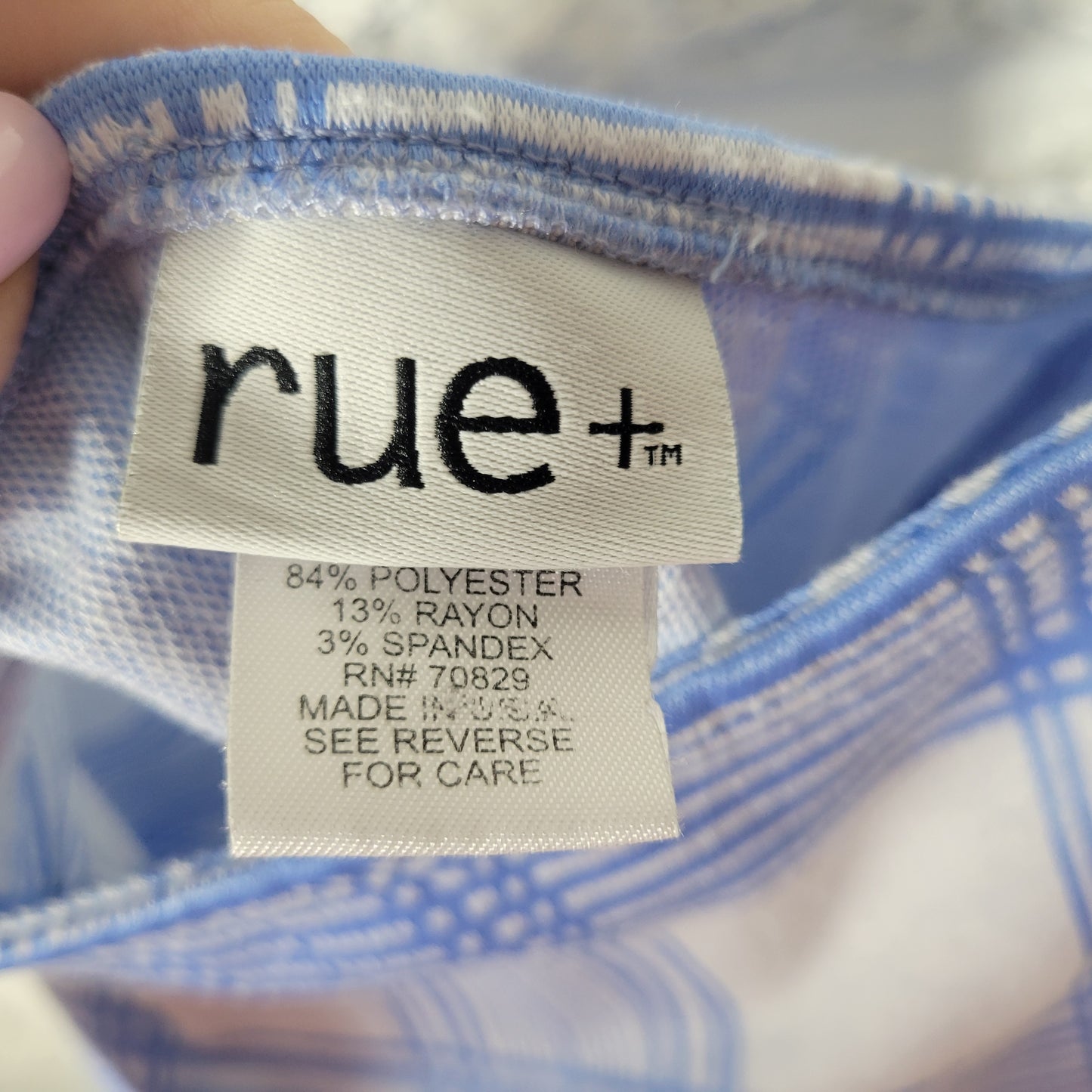 Rue+ Womens Plus Size Plaid Slip Dress Blue White Open Back PLA66E