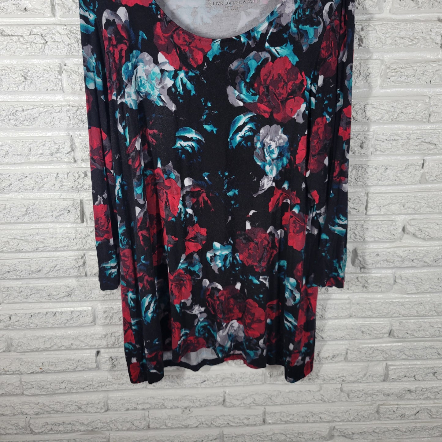 Soma Womens XL Pajama Top Nightgown Long Sleeve Rayon Spandex Floral Rose FLO80E