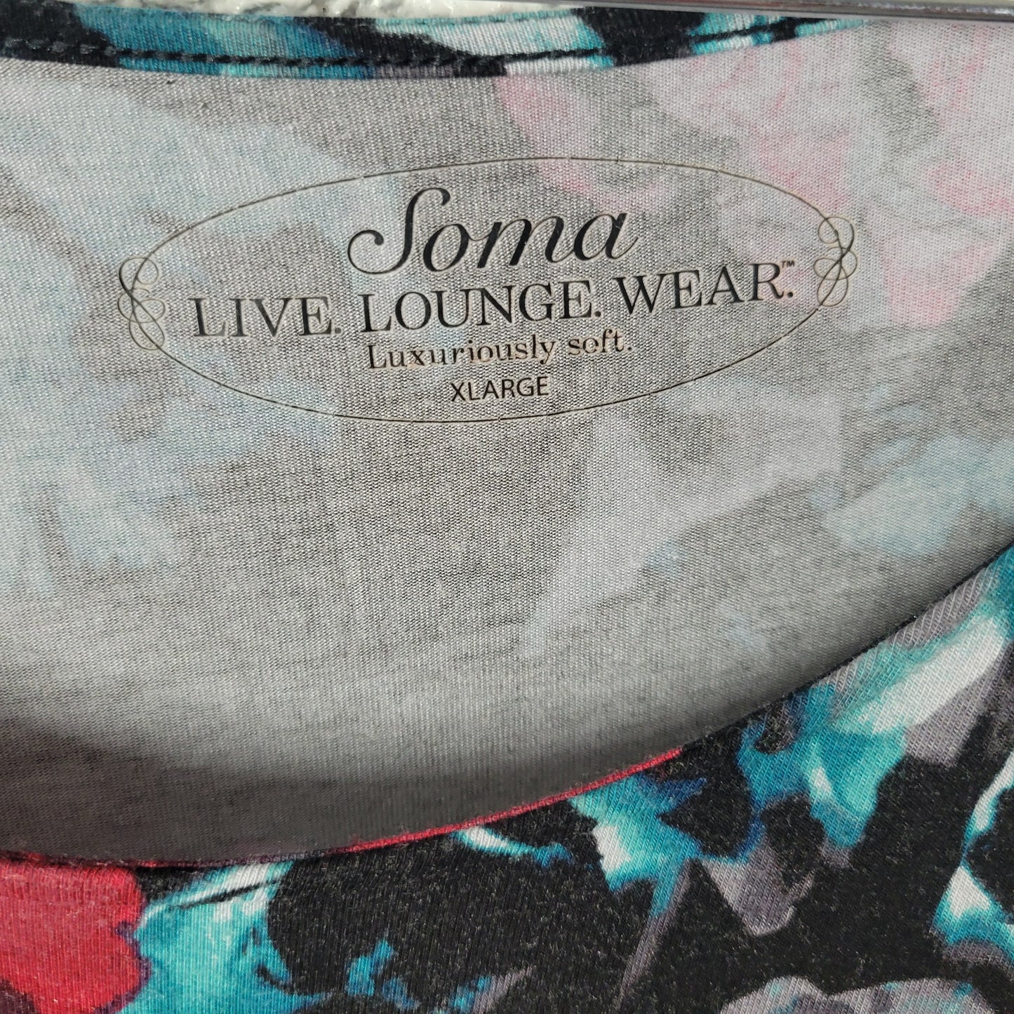 Soma Womens XL Pajama Top Nightgown Long Sleeve Rayon Spandex Floral Rose FLO80E