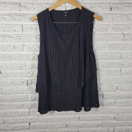 Alfani Womens XL Black Sleeveless Top Round Neck Blouse Tank Shell BLA171E