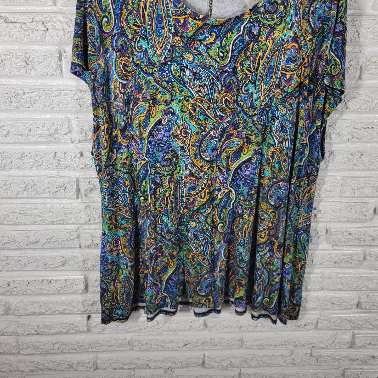 Premise Studio Womens 2X Tunic Sleeveless Paisley Blouse Rayon Spandex PAI26E