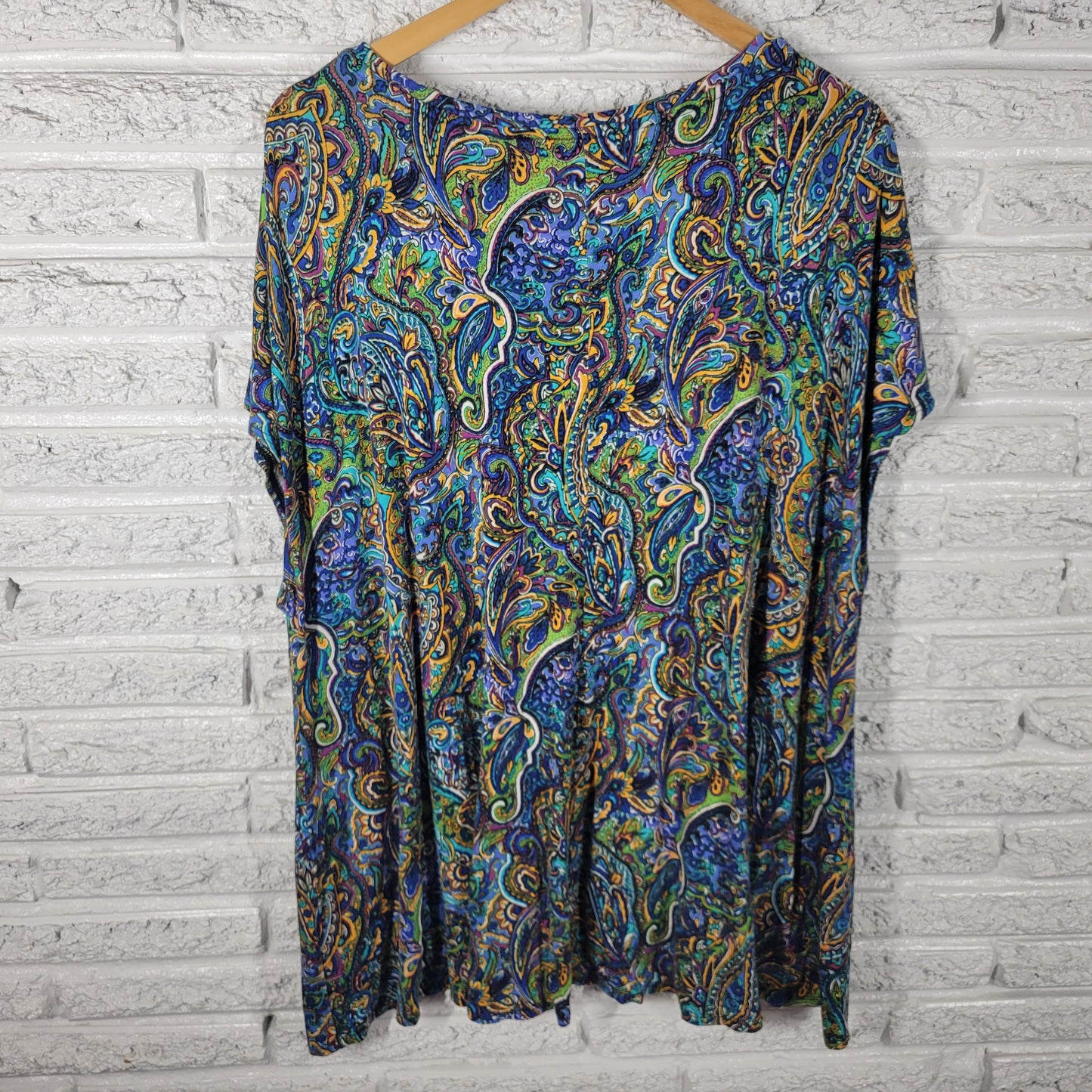 Premise Studio Womens 2X Tunic Sleeveless Paisley Blouse Rayon Spandex PAI26E