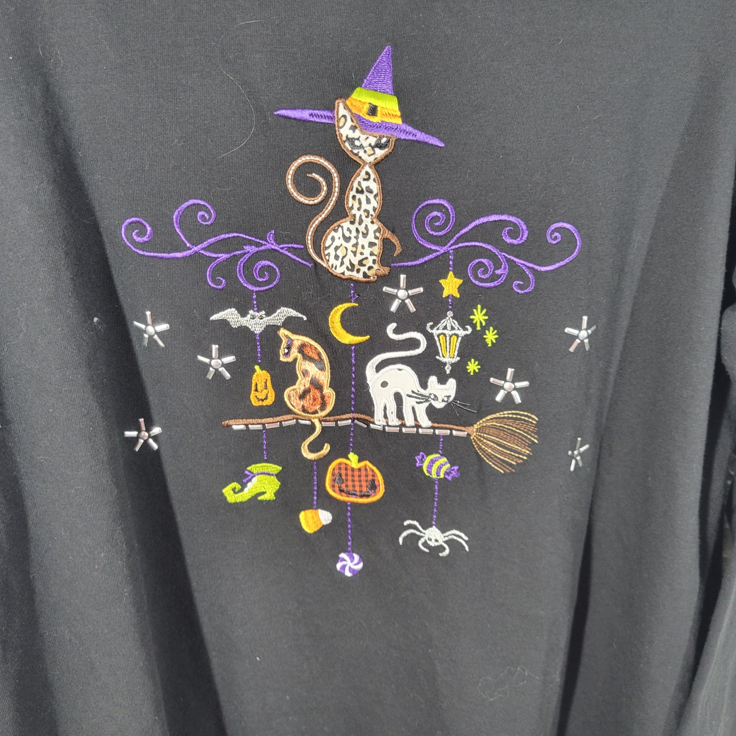 Cato Womens 18W 20W Plus Size Black Halloween Tee Long Sleeve NOV144XE