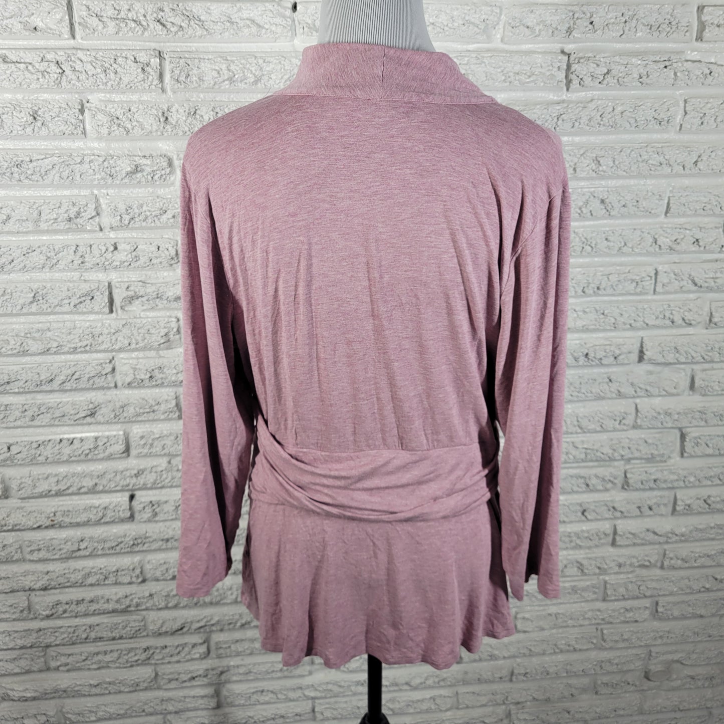 J Jill Wearever Womens XL Lavender Heather V-Neck Long Sleeve Blouse Top PUR18E