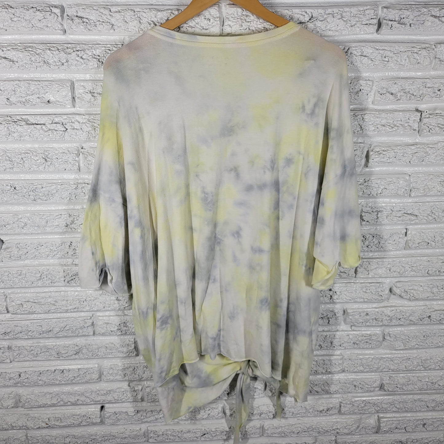 Calvin Klein Womens 3X Plus Tee Pastel Yellow Tie Dye Short Front Tie B8E