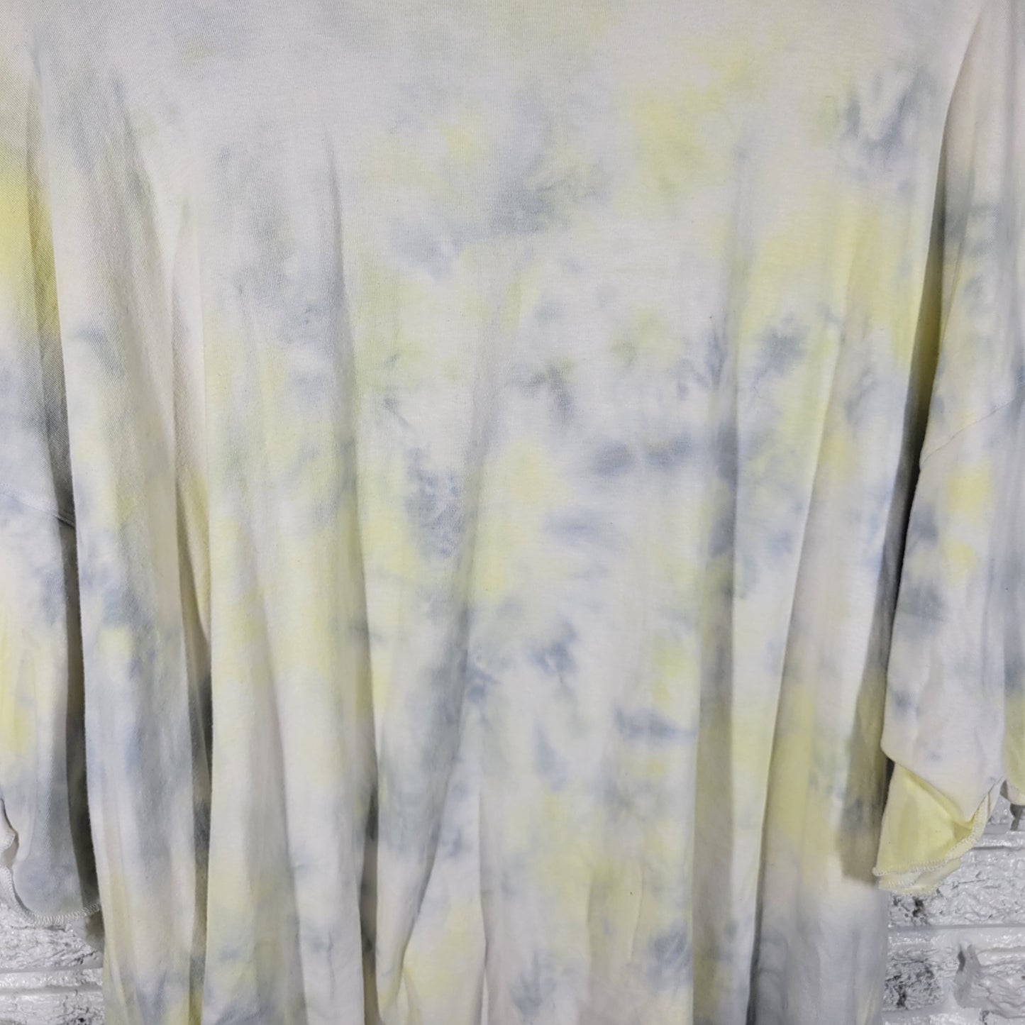 Calvin Klein Womens 3X Plus Tee Pastel Yellow Tie Dye Short Front Tie B8E