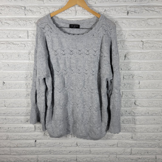 Lane Bryant Women Plus Size 22/24 Sweater Gray Metallic Shimmer Knit SWE55E