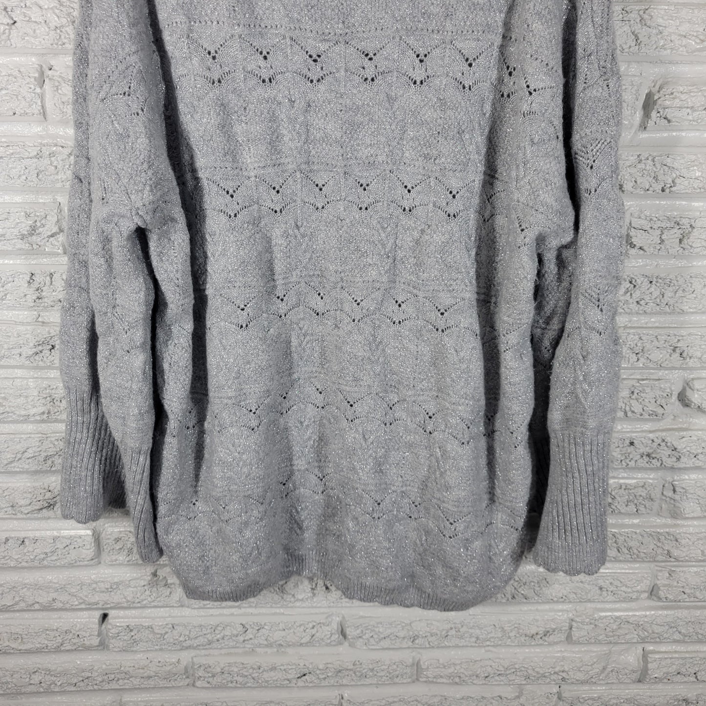 Lane Bryant Women Plus Size 22/24 Sweater Gray Metallic Shimmer Knit SWE55E