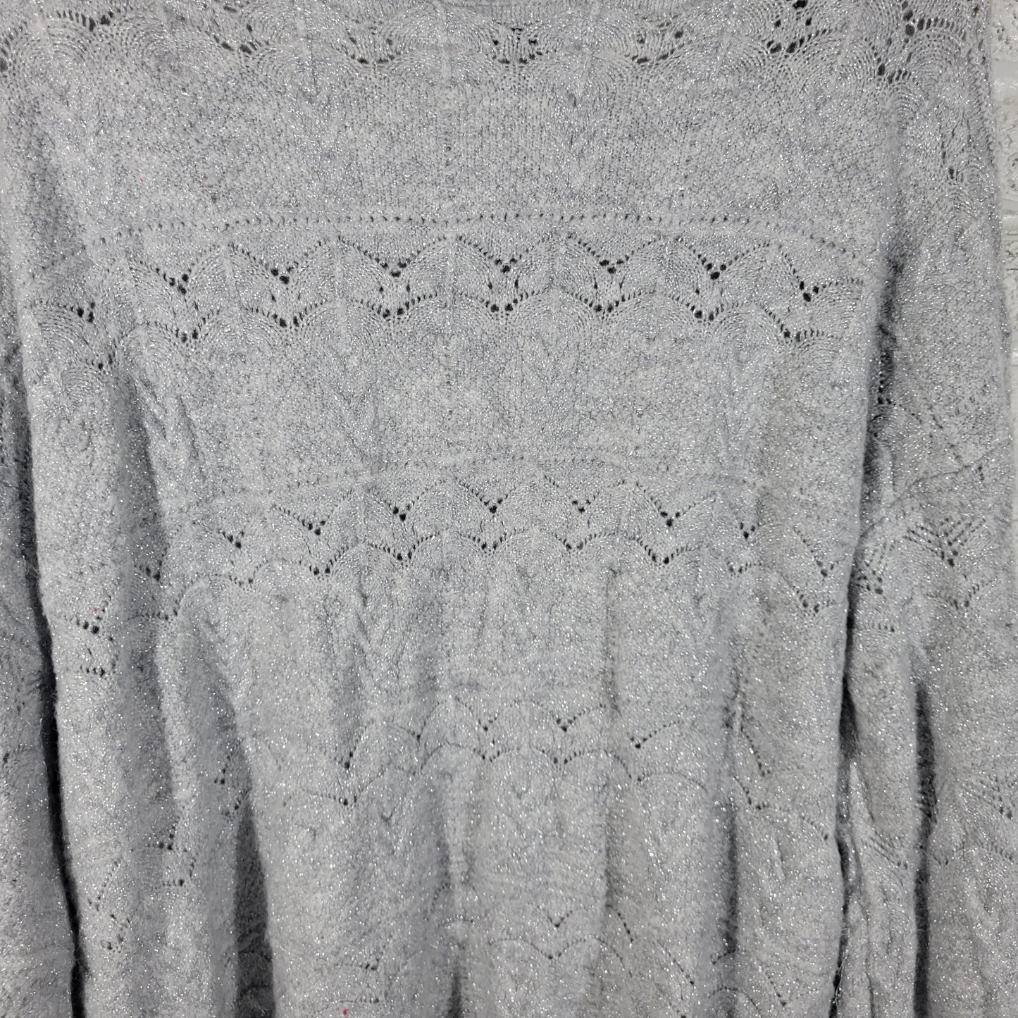 Lane Bryant Women Plus Size 22/24 Sweater Gray Metallic Shimmer Knit SWE55E