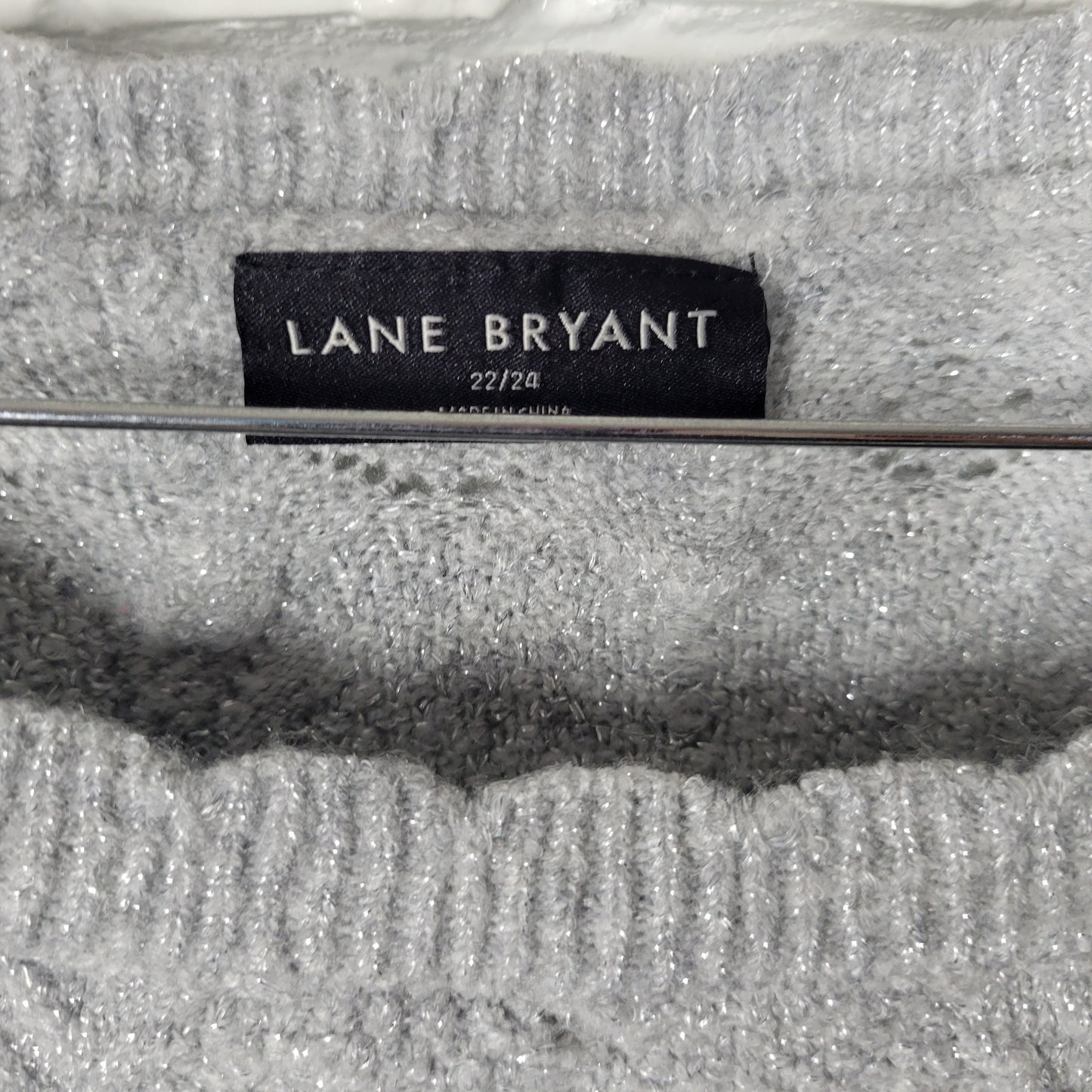 Lane Bryant Women Plus Size 22/24 Sweater Gray Metallic Shimmer Knit SWE55E