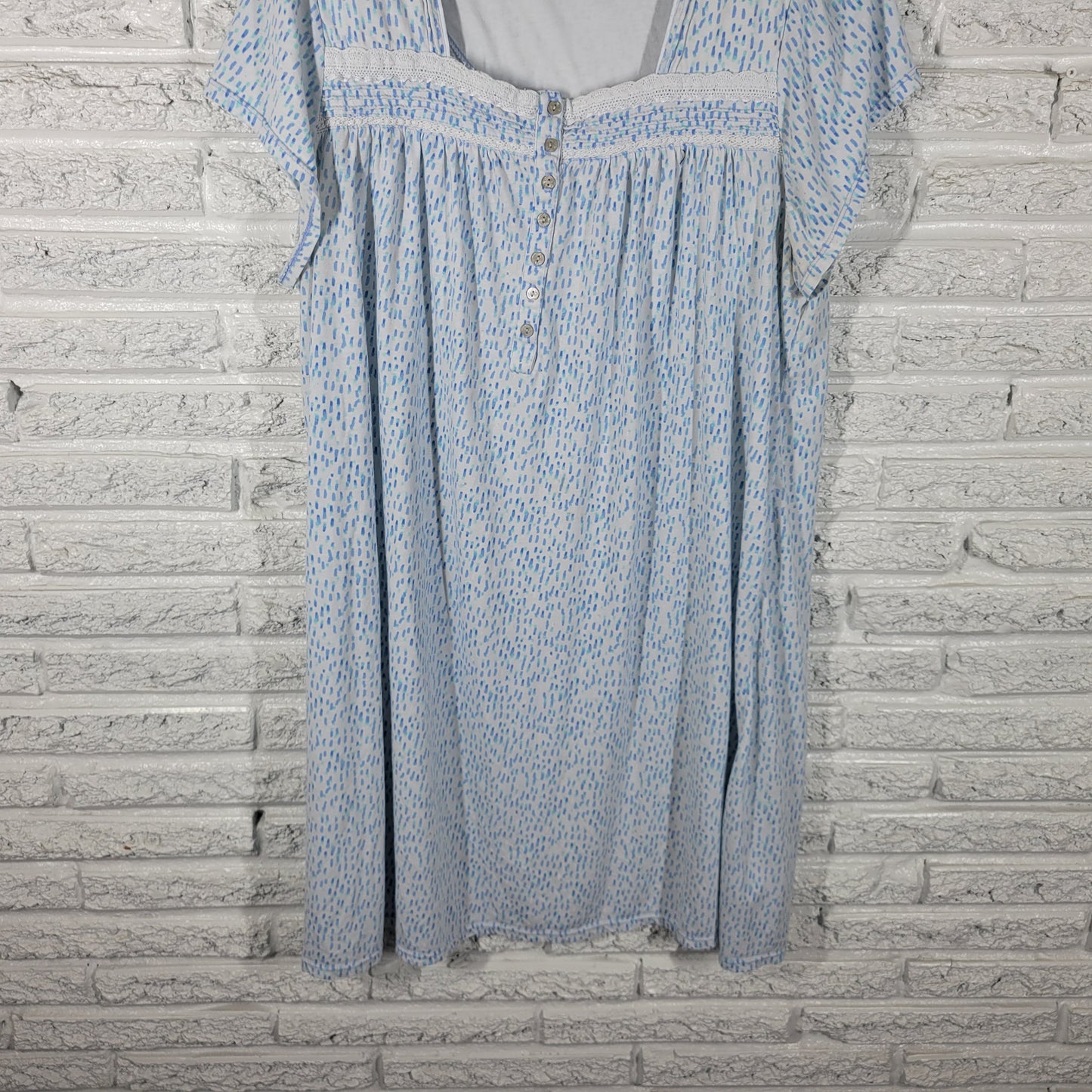 Secret Treasures Womens Nightgown 2X Plus Blue Raindrop Short Sleeve A9XE