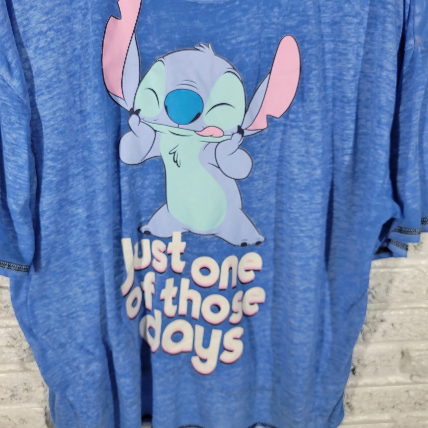 Disney Lilo Stitch Women Plus Size 2X Blue Sheer Burnout Graphic Tee NOV145E