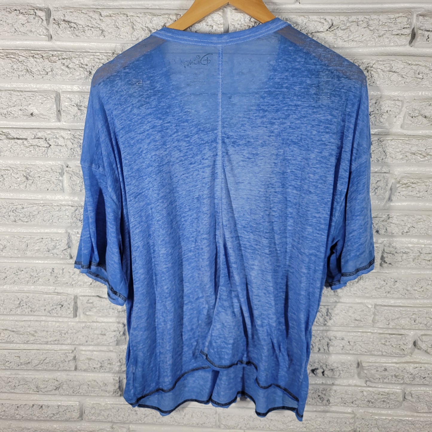 Disney Lilo Stitch Women Plus Size 2X Blue Sheer Burnout Graphic Tee NOV145E