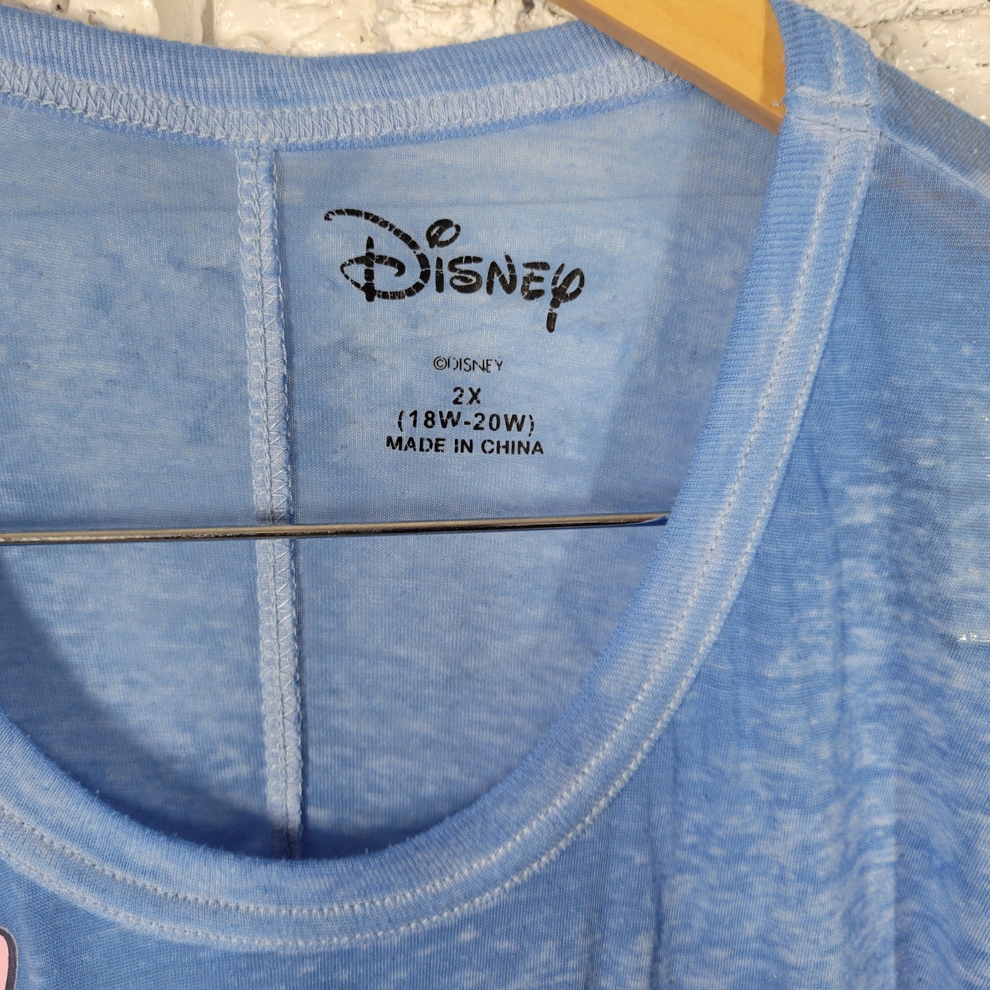 Disney Lilo Stitch Women Plus Size 2X Blue Sheer Burnout Graphic Tee NOV145E