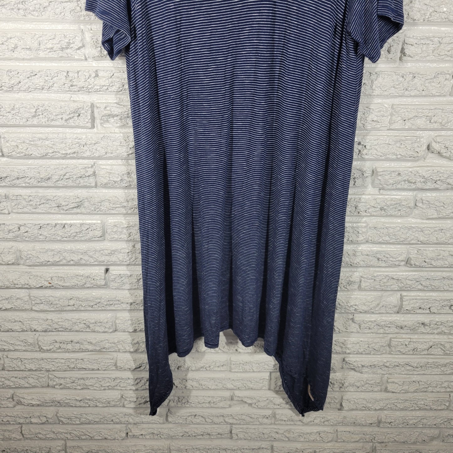 Philosophy Women 1X Plus Mini Dress Blue White Striped Lattice VNeck BLU177E
