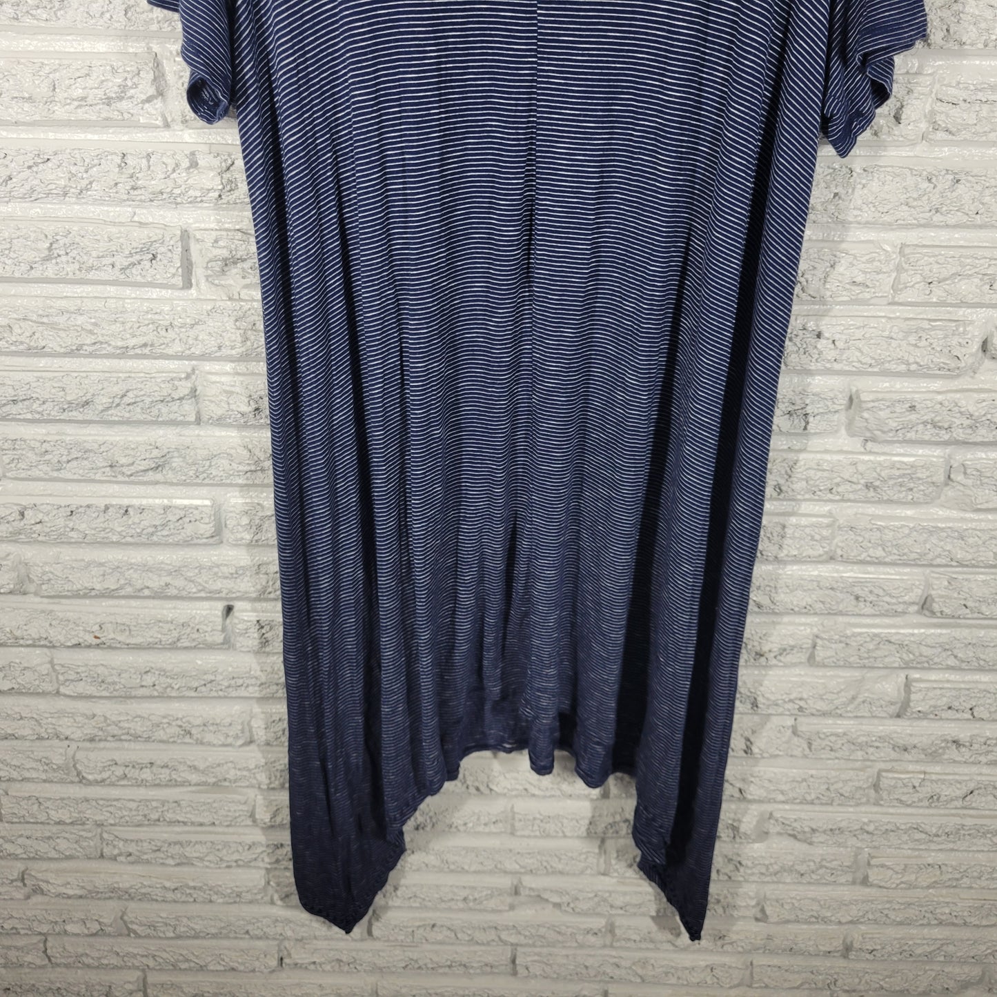 Philosophy Women 1X Plus Mini Dress Blue White Striped Lattice VNeck BLU177E
